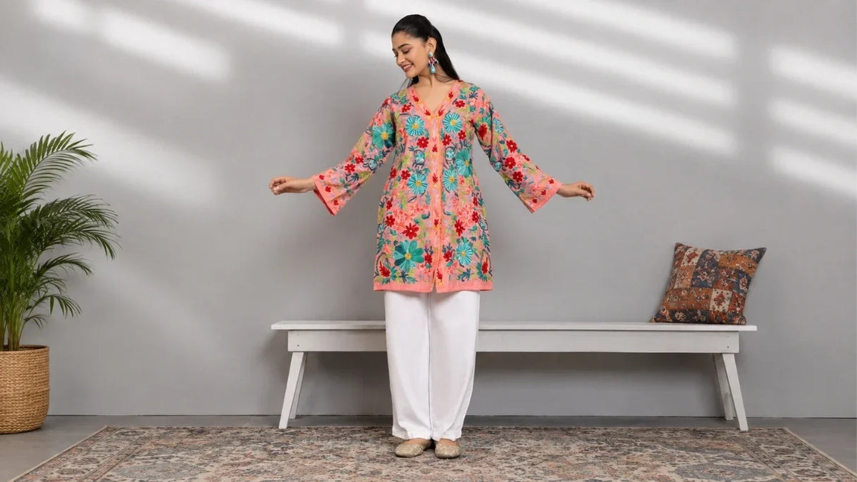 Women's Kashmiri Aari Jackets Cotton, Denim & Styling Ideas
