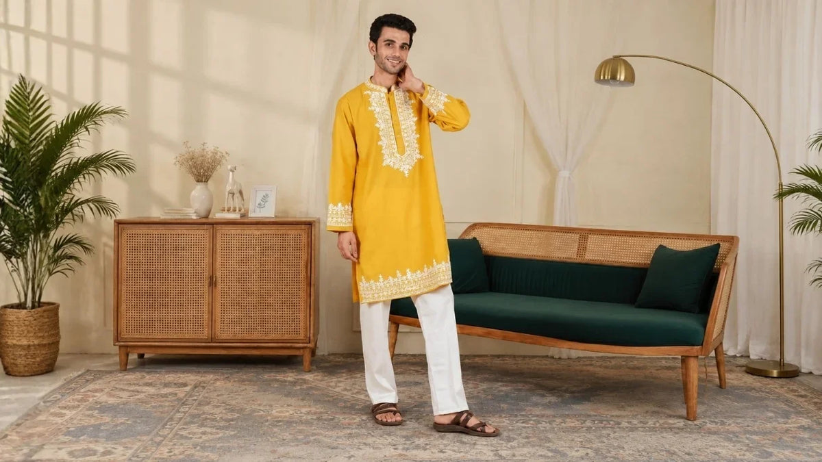 Men's Kashmiri Aari Kurta: All Styles, Colours & Sizes
