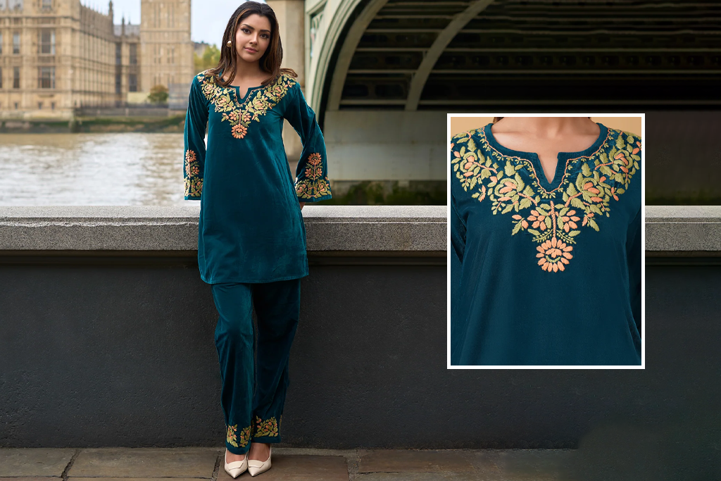 5 Ways to Style a Velvet Chikankari Kurta Set This Wedding Season