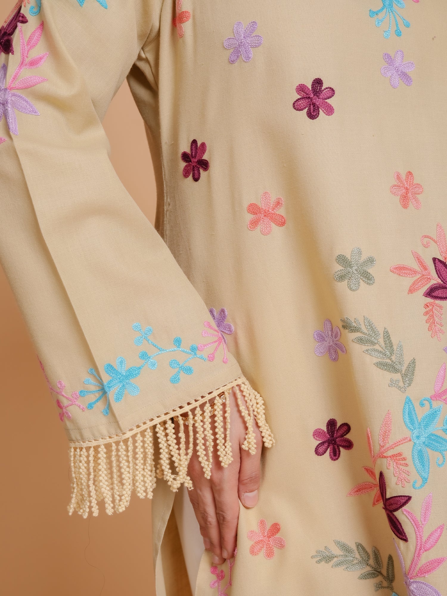 Falak Kashmiri Long Kurta - Beige