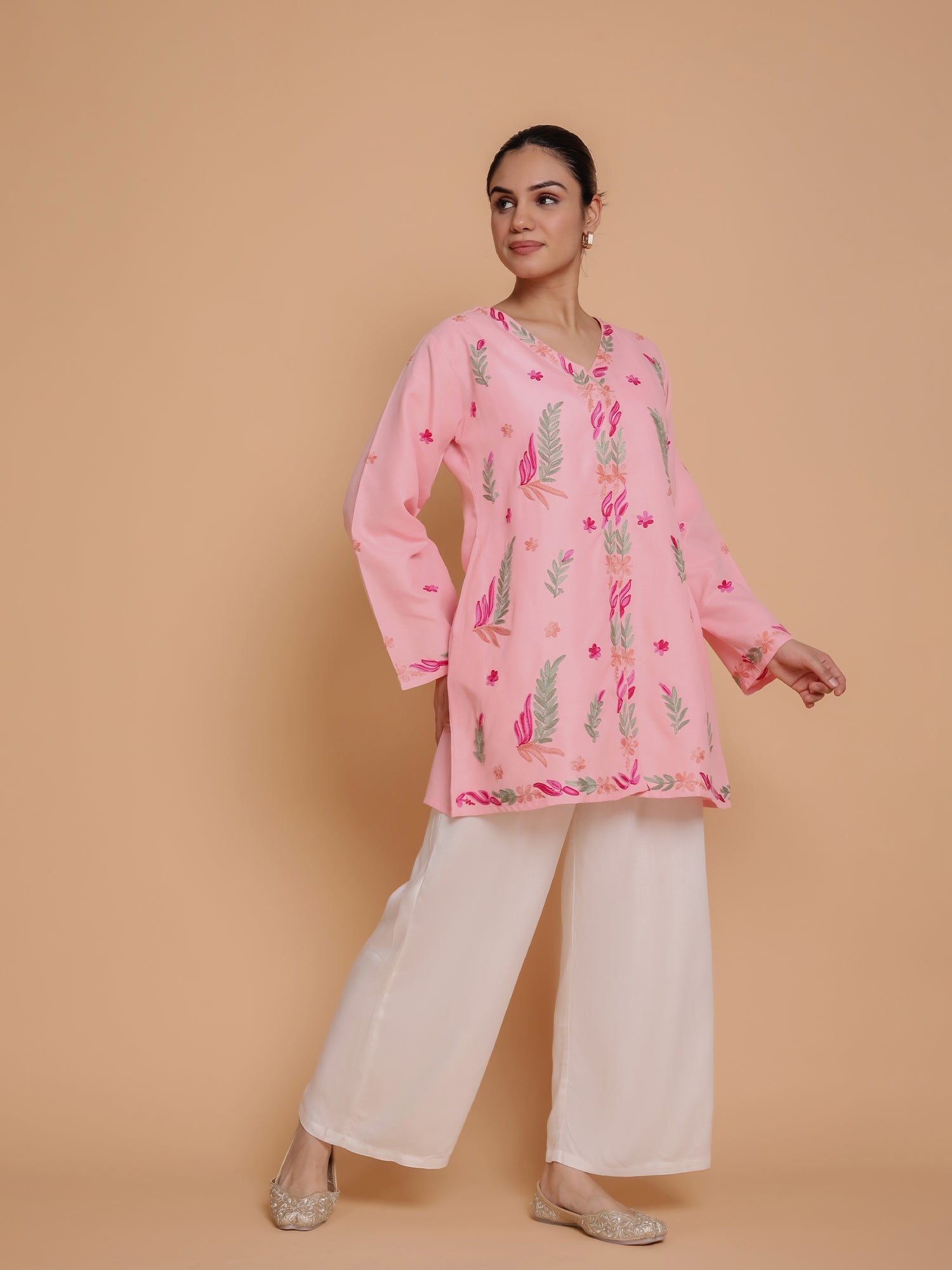 Falak Kashmiri Shirt Style - Pink