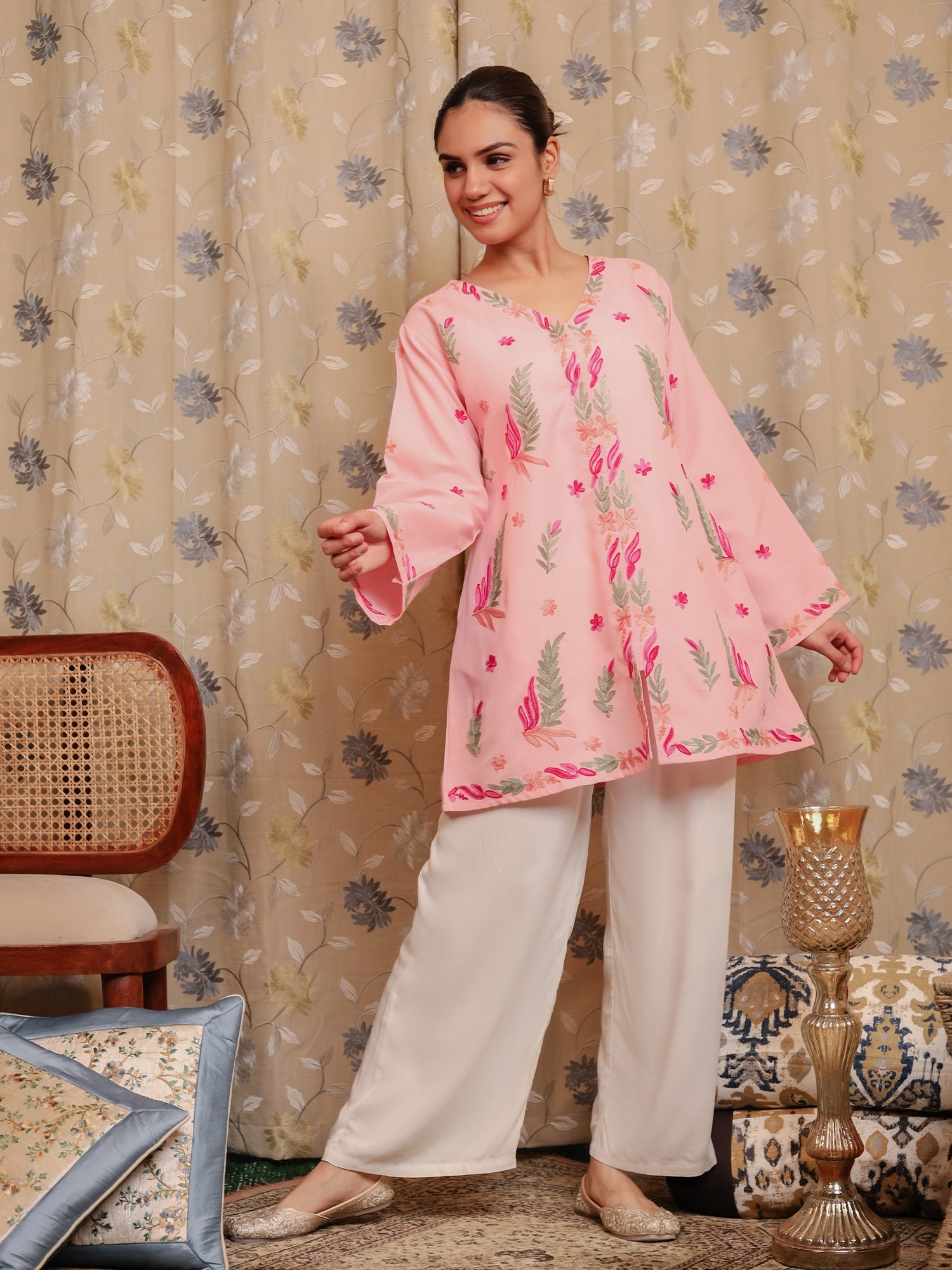 Falak Kashmiri Shirt Style - Pink