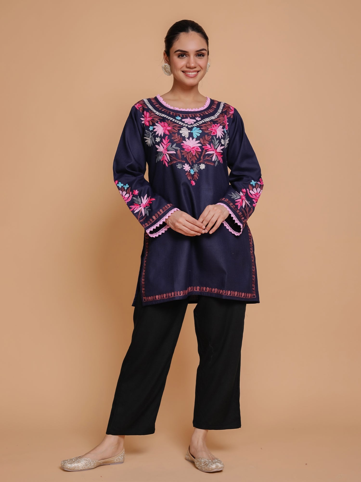 Falak Kashmiri Short Kurta - Blue