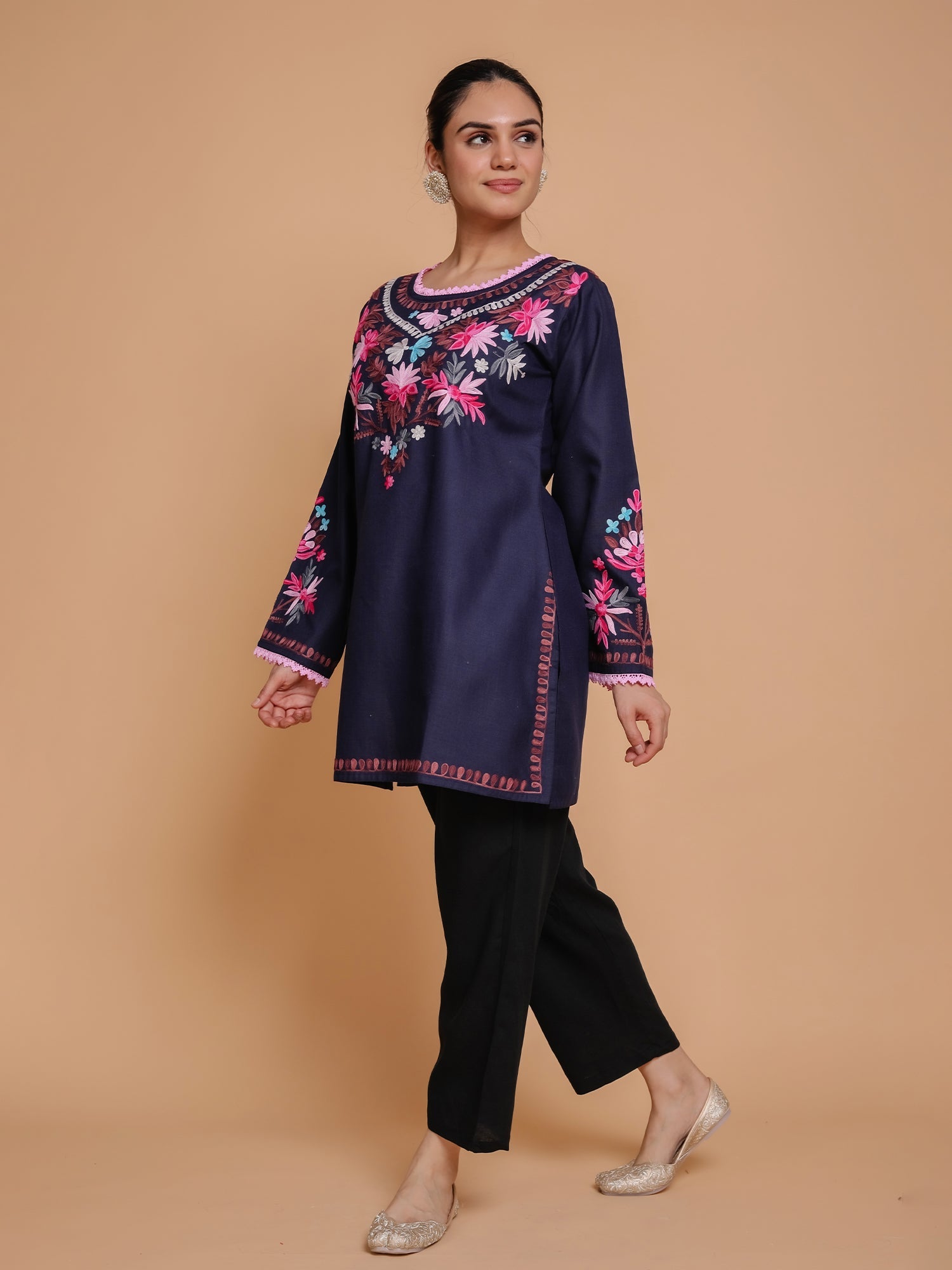 Falak Kashmiri Short Kurta - Blue