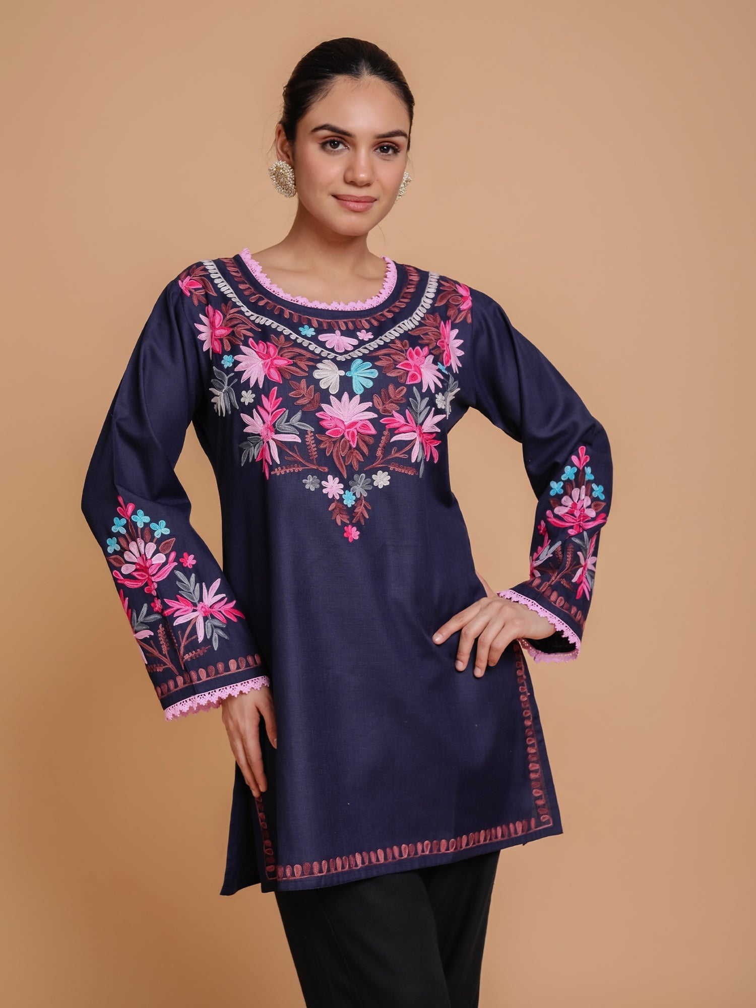 Falak Kashmiri Short Kurta - Blue