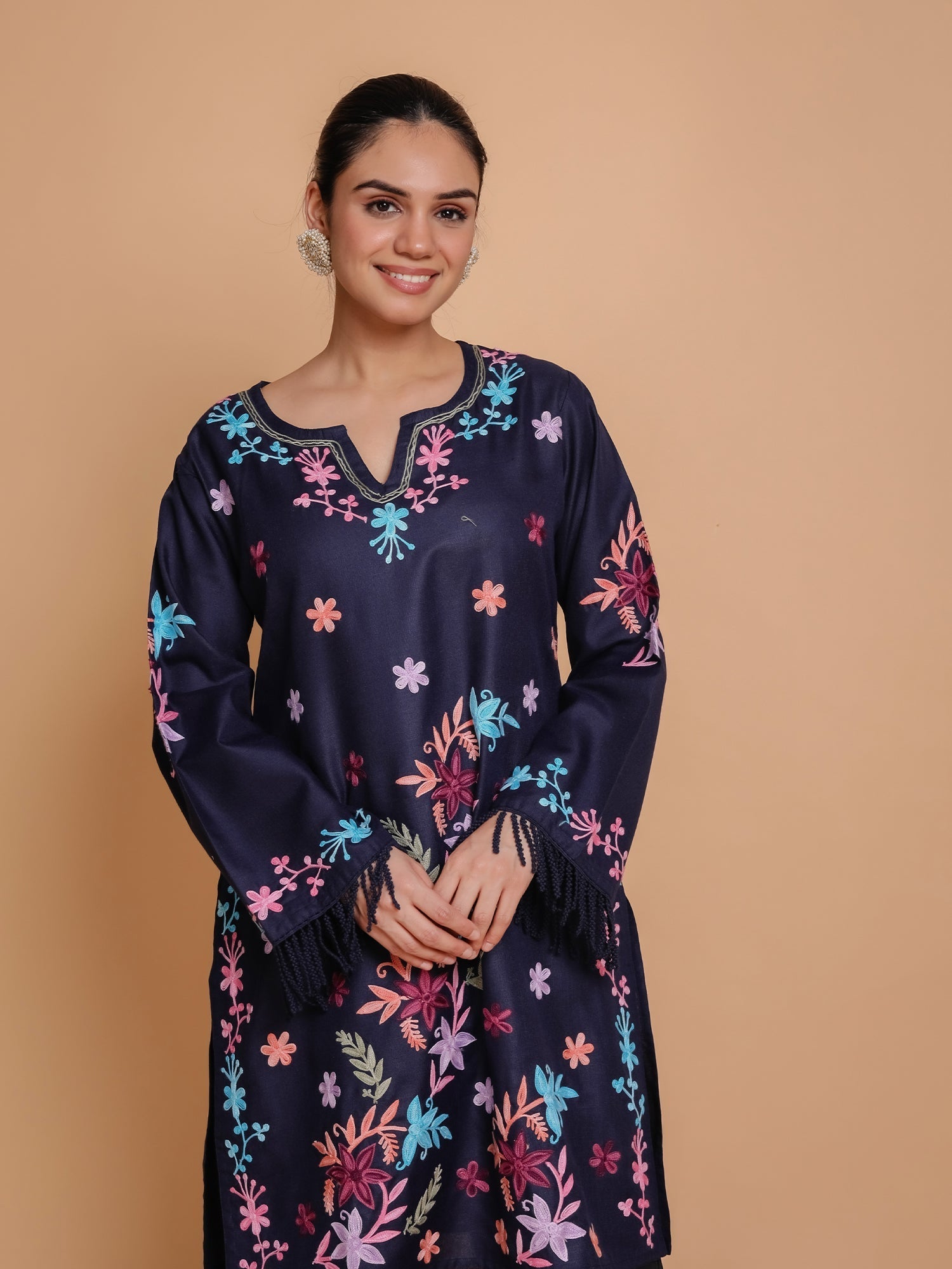 Gargi in Falak Kashmiri Long Kurta - Blue