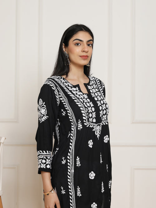 Saba Chikankari kurta in modal cotton - Black