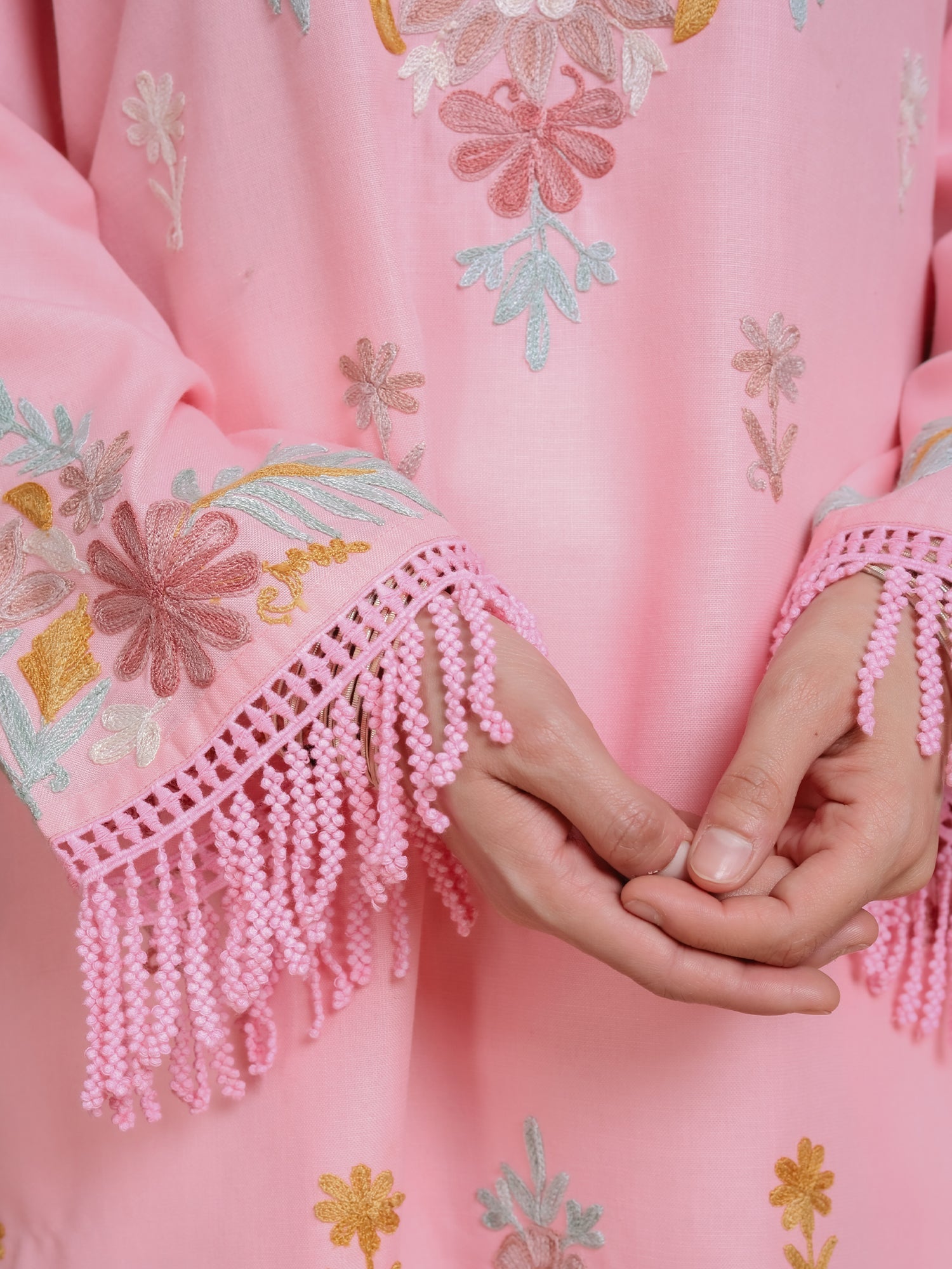 Komal x HOK Falak Kashmiri Long Kurta - Pink