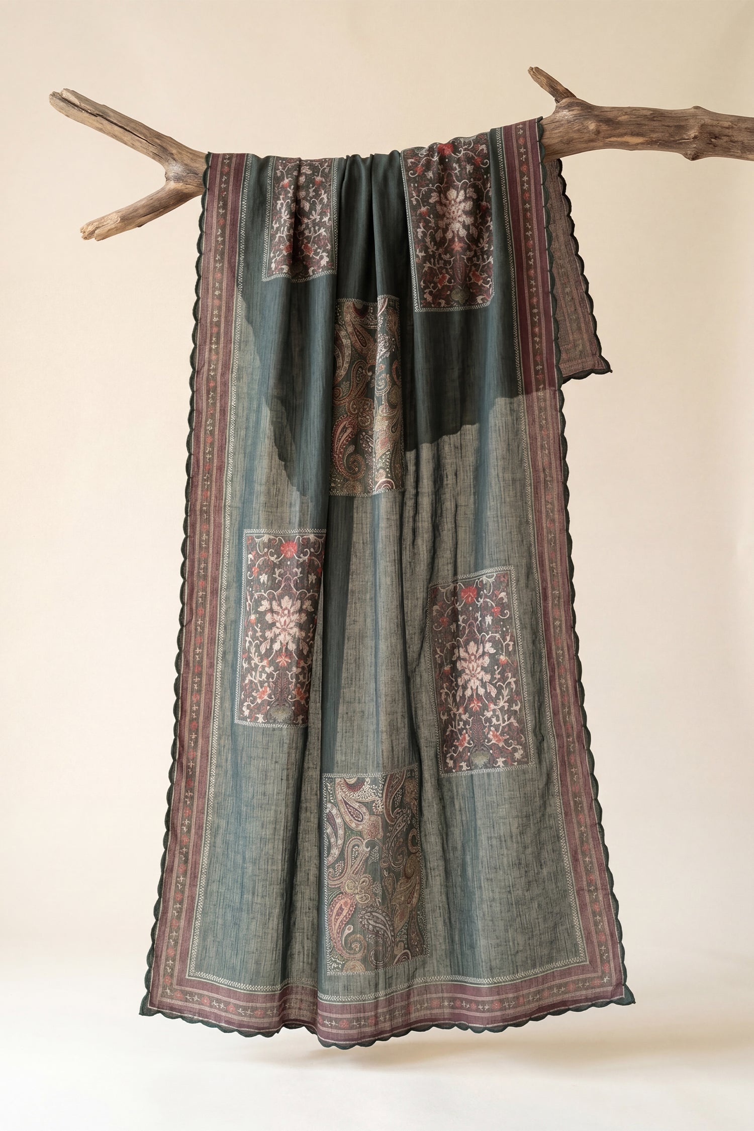 Printed Organza Dupatta in Green