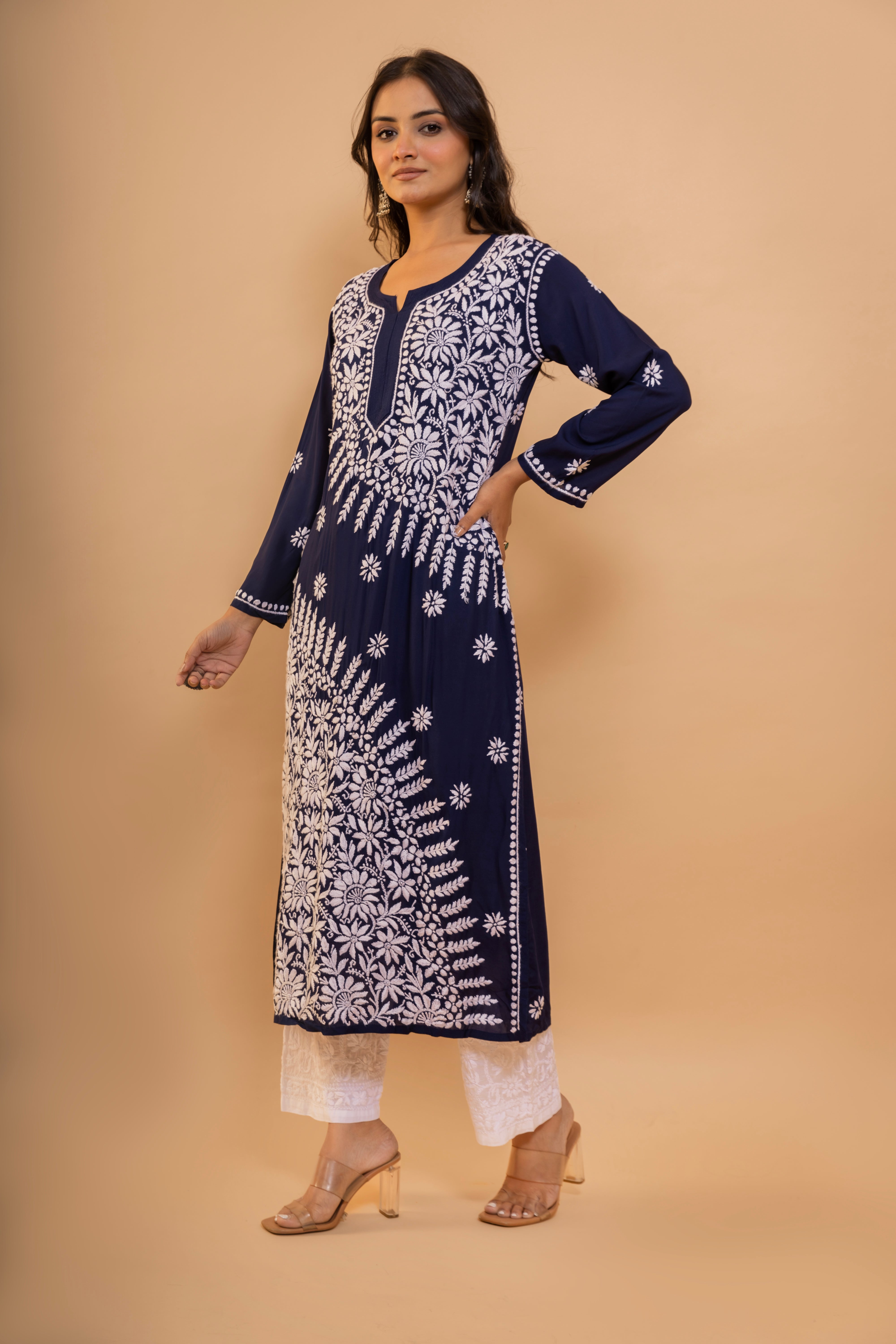 Blue Bliss Fizaa Chikankari Modal Cotton Kurta