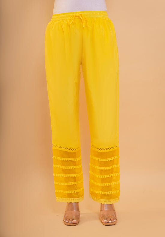 Fizaa Chikankari Crepe Silk Kurta Set for Women in Yellow