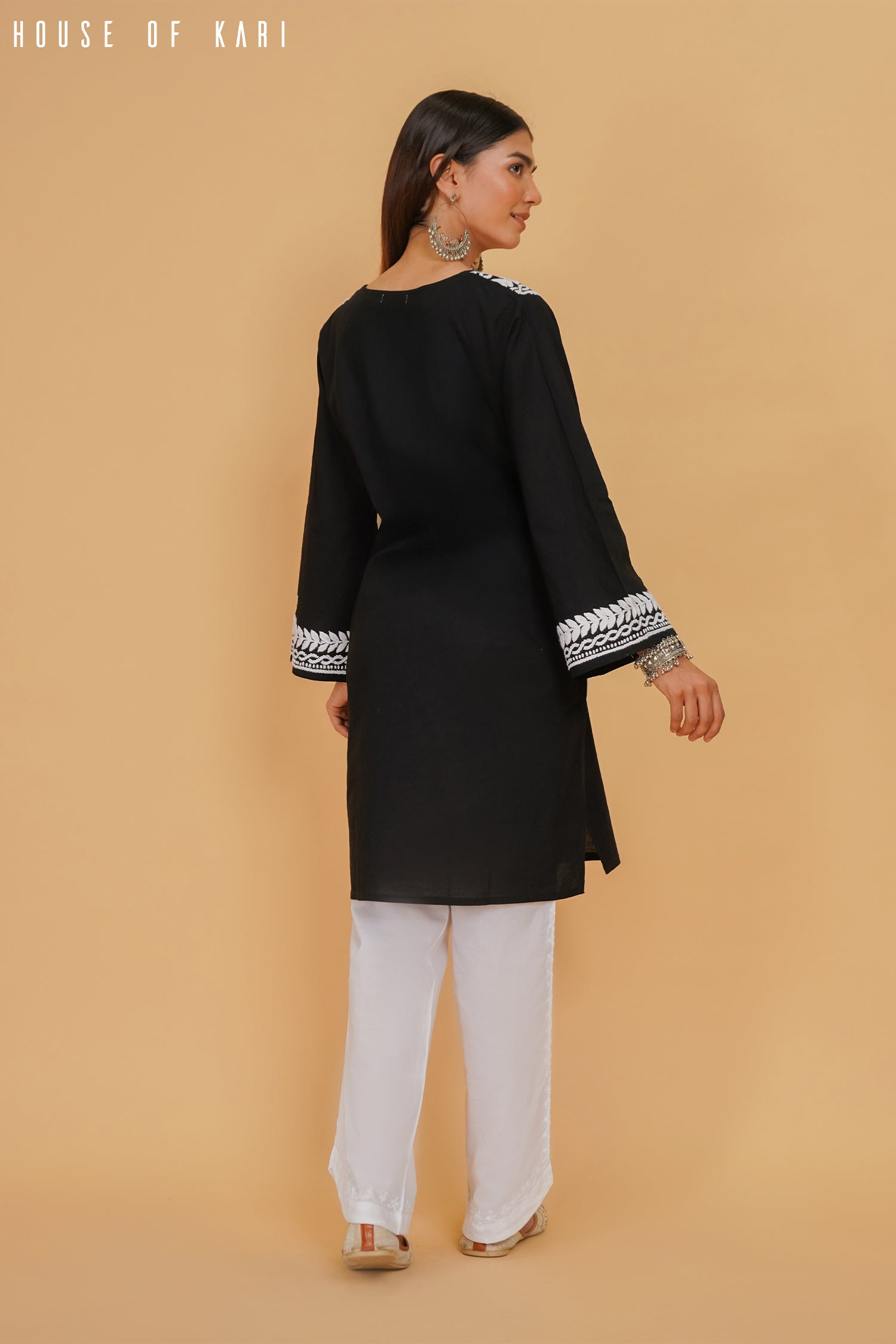 Rayon Chikankari Medium Kurta In Black