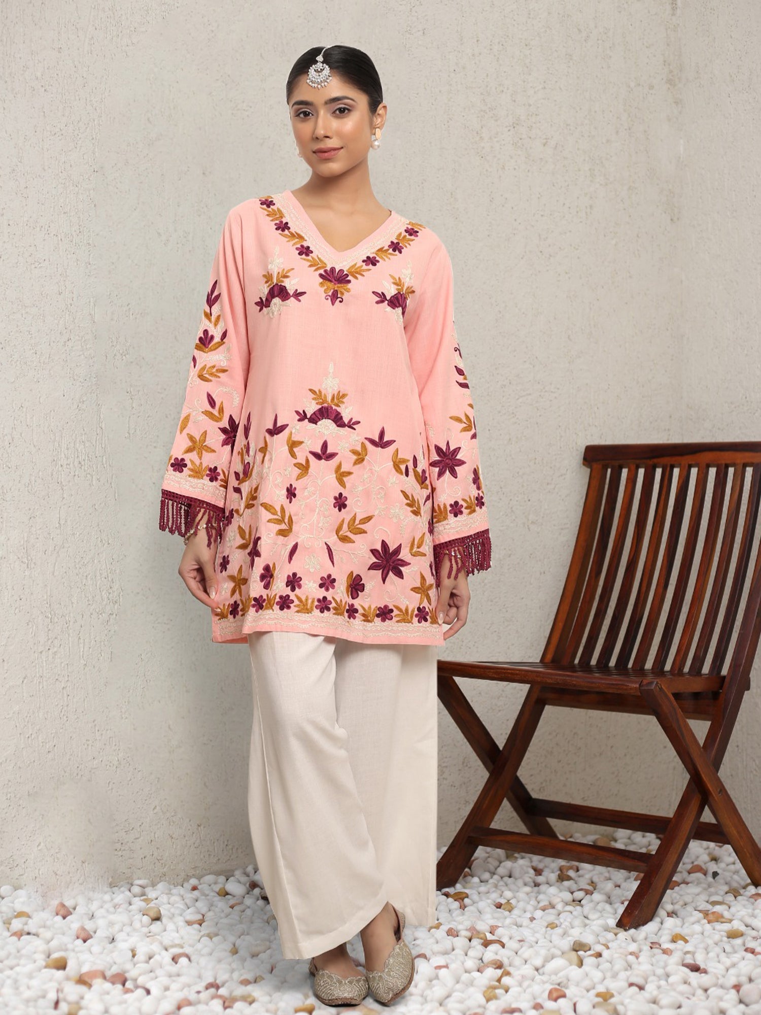 Falak Kashmiri Short Kurta - Pink