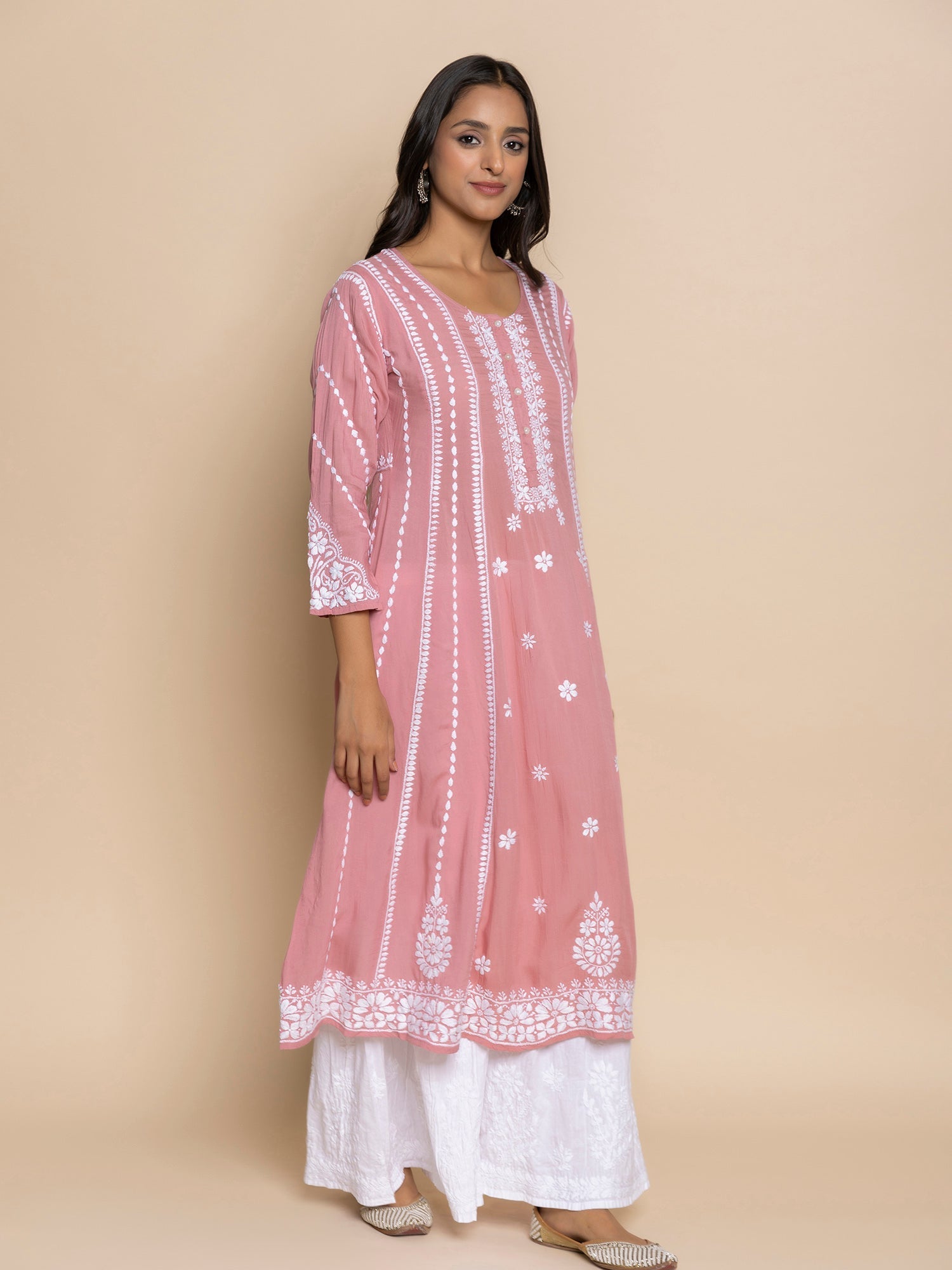 Shivani in Fizaa Pink Modal Chikankari Kurta