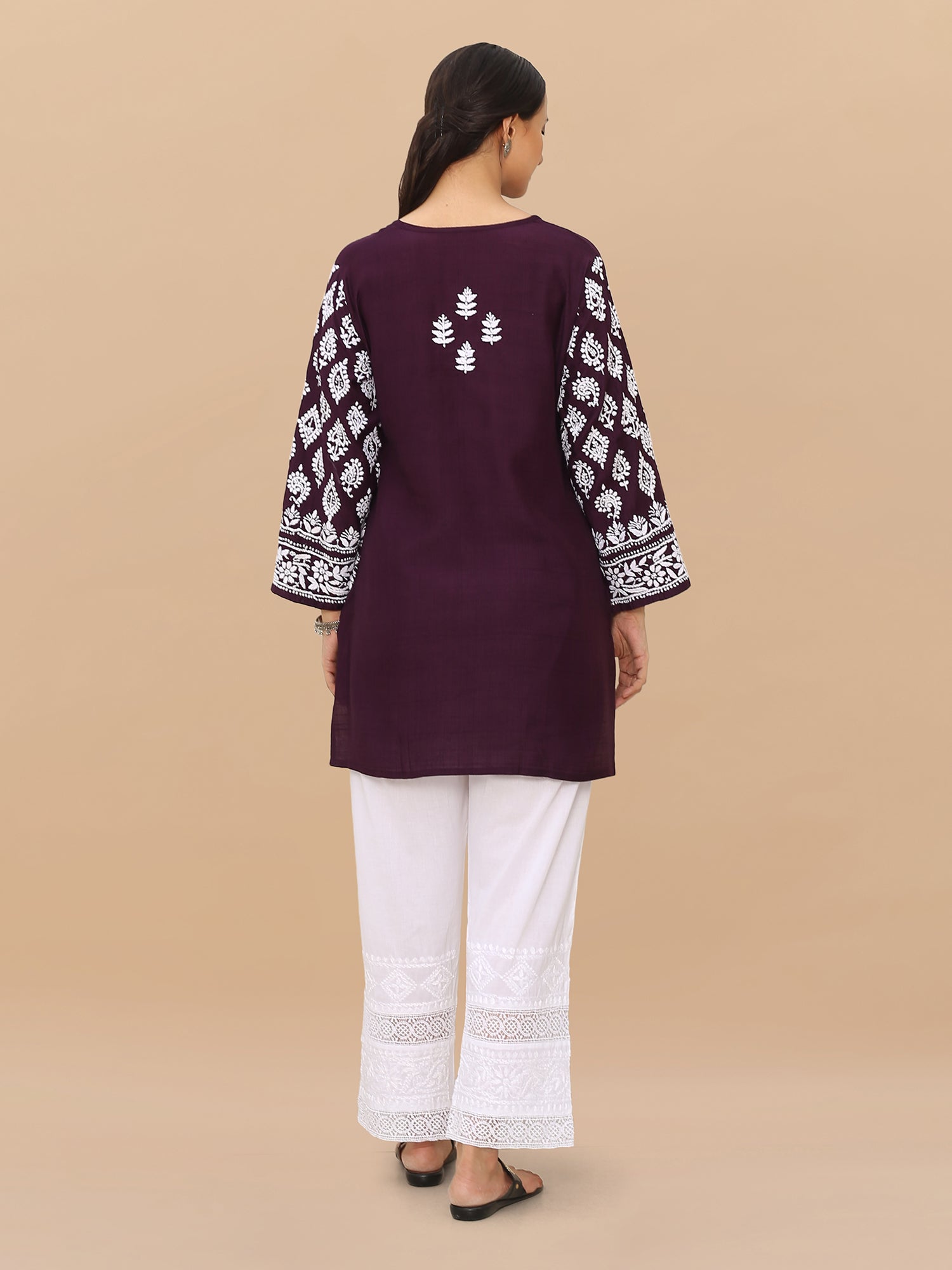 Saba Chikankari Short kurta in Modal Silk - Purple