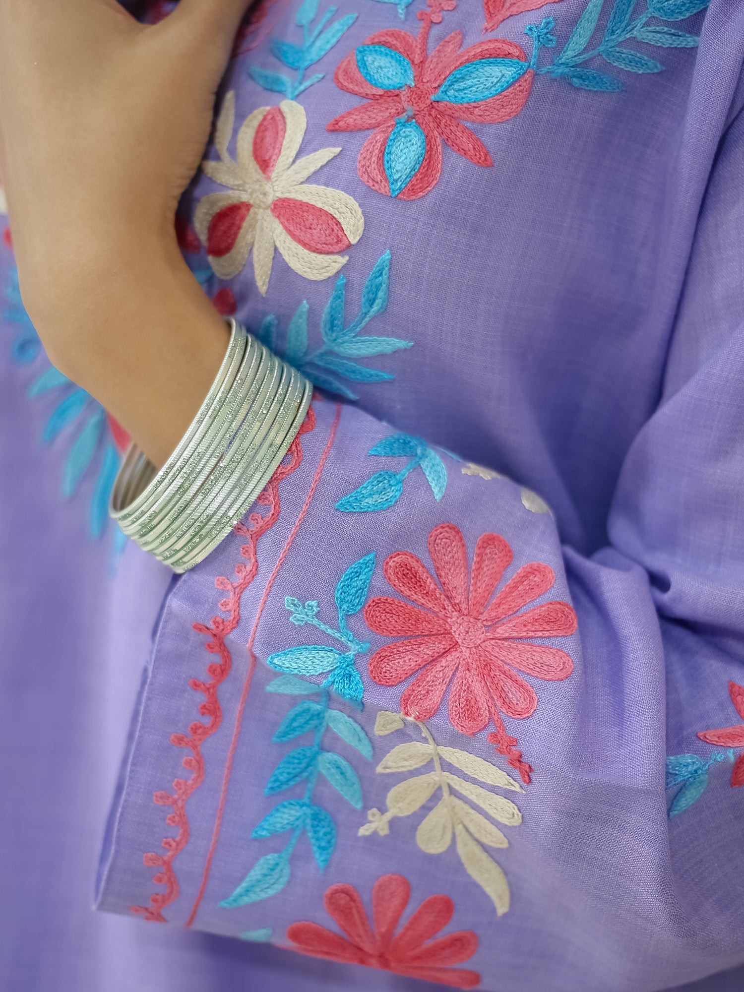 Falak Kashmiri Long Kurta Set - Lavender