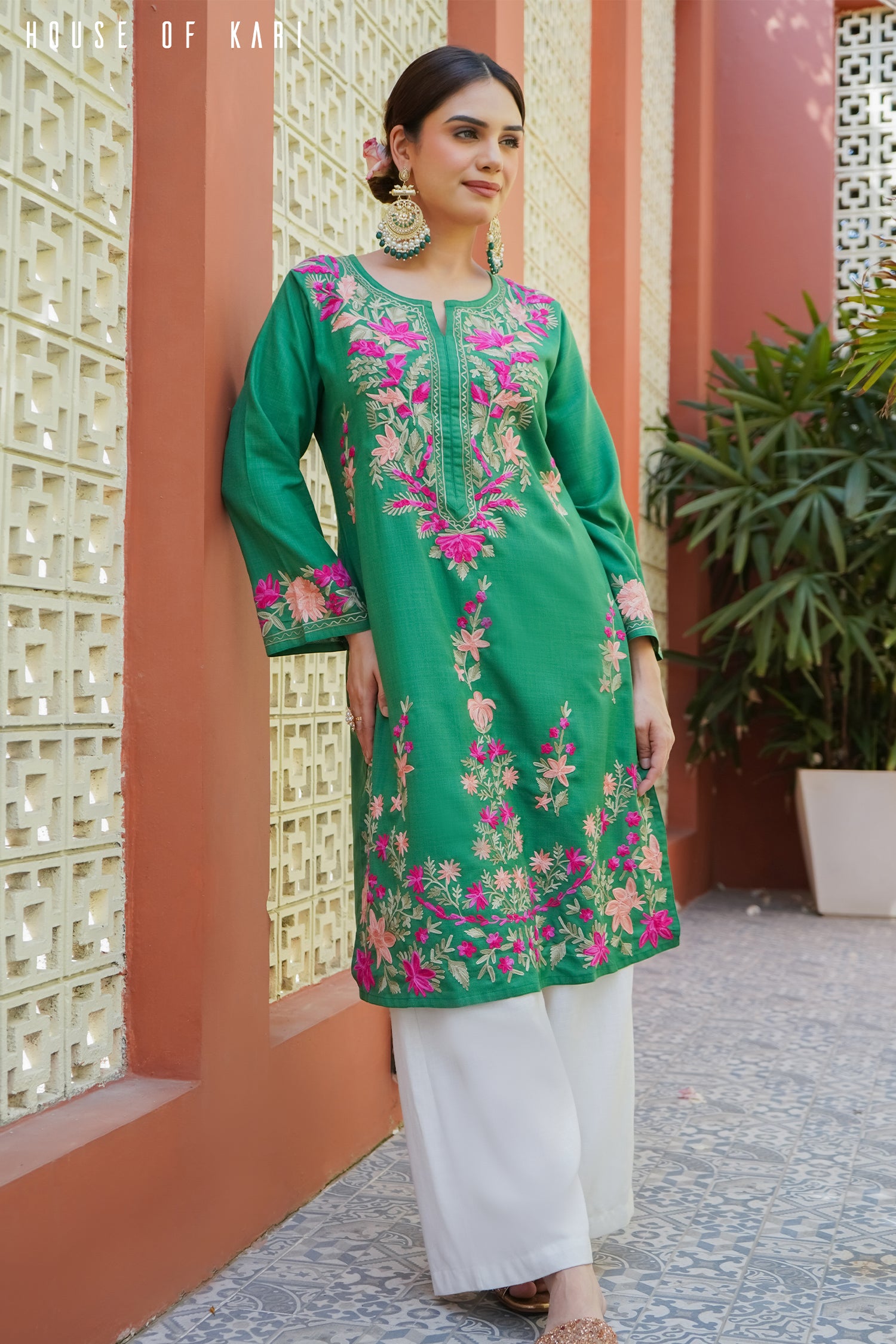 Kashmiri Aari Work Cotton – Green