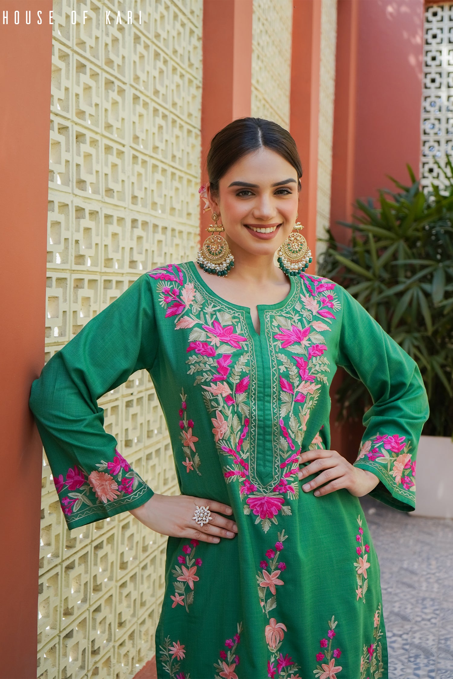 Kashmiri Aari Work Cotton – Green