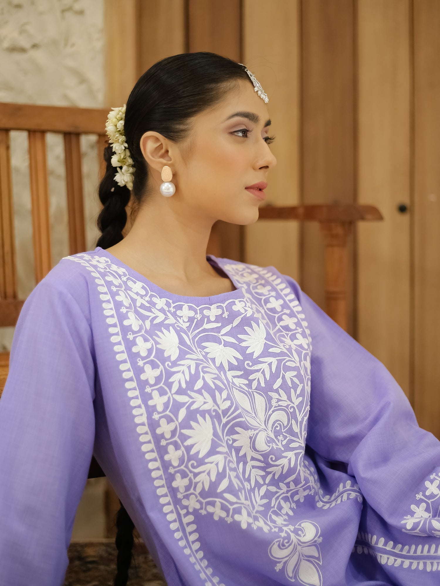 Falak Kashmiri Long Kurta - Lavender