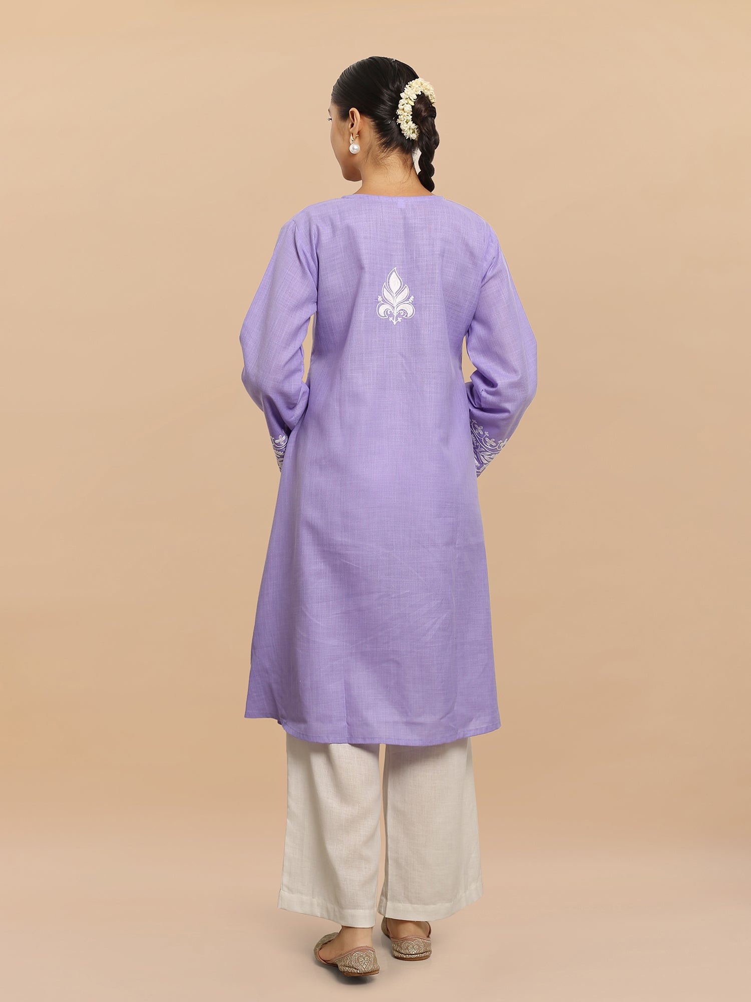 Falak Kashmiri Long Kurta - Lavender