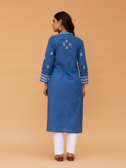 Saba Chikankari kurta in cotton - Blue