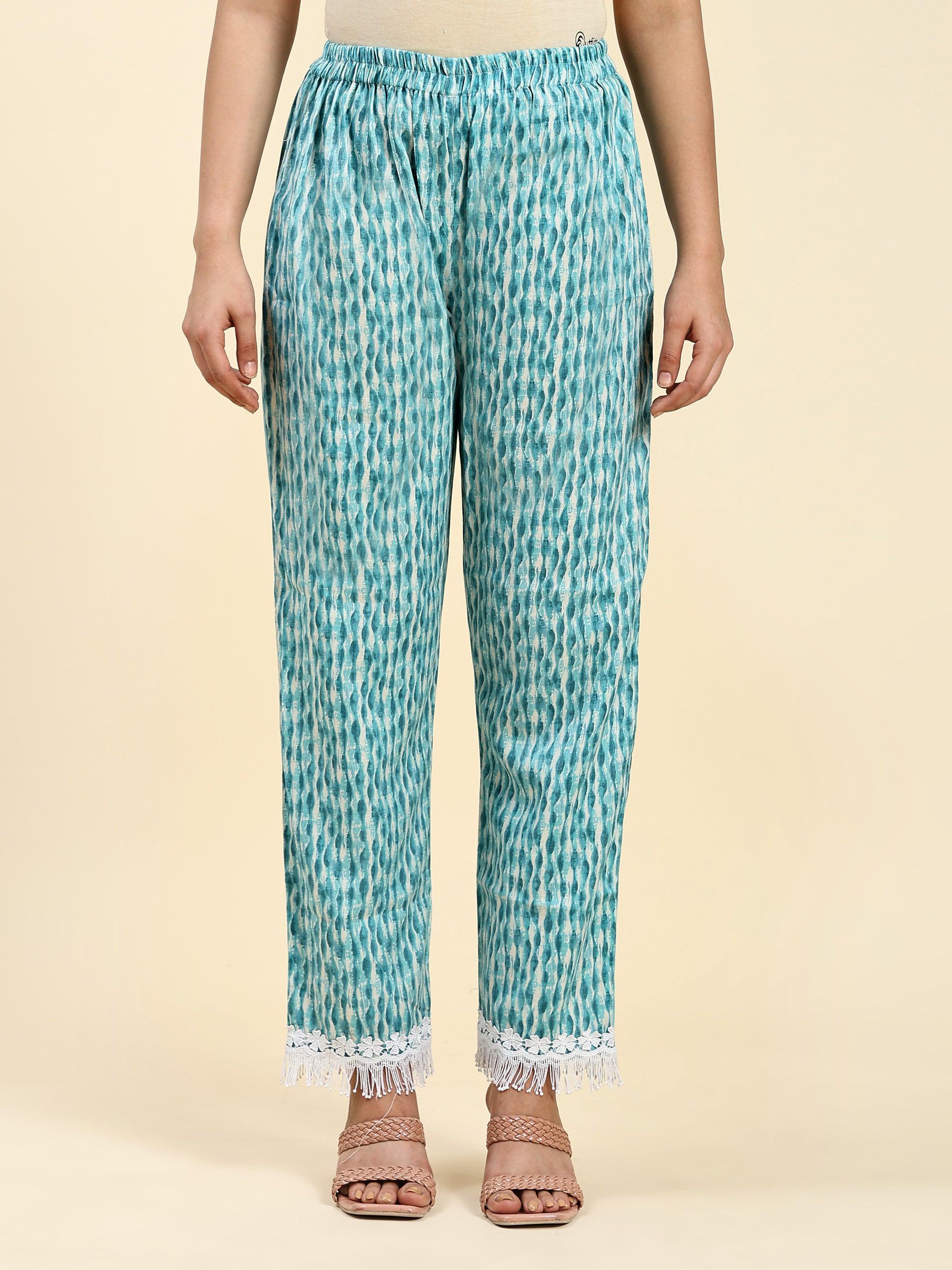 Samma Chikankari Co-ord set in Cotton for Women- Green - House Of Kari (Chikankari Clothing)