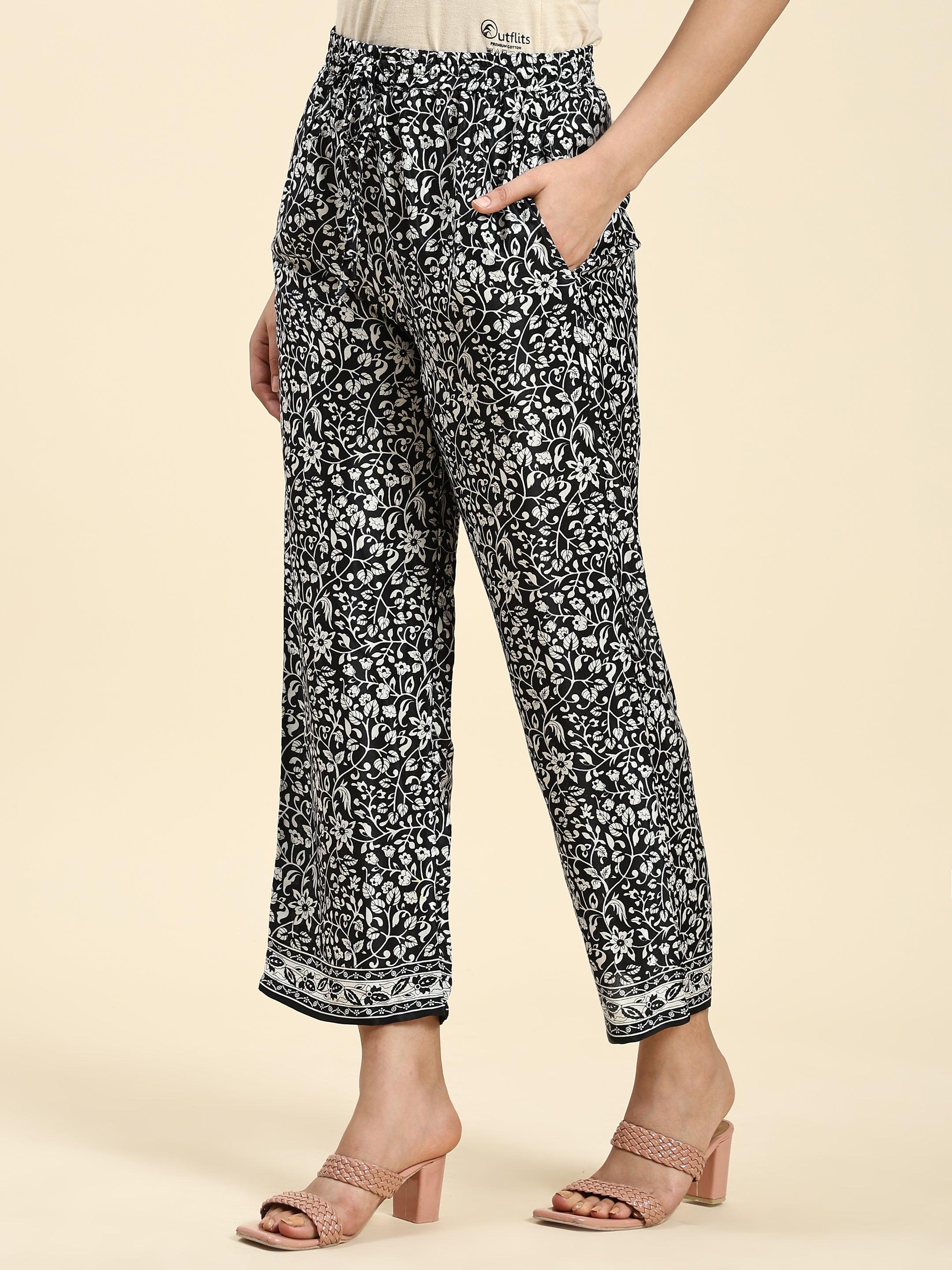 Samma Chikankari Co-ord set in Polysilk for Women- Black With Golden - House Of Kari (Chikankari Clothing)