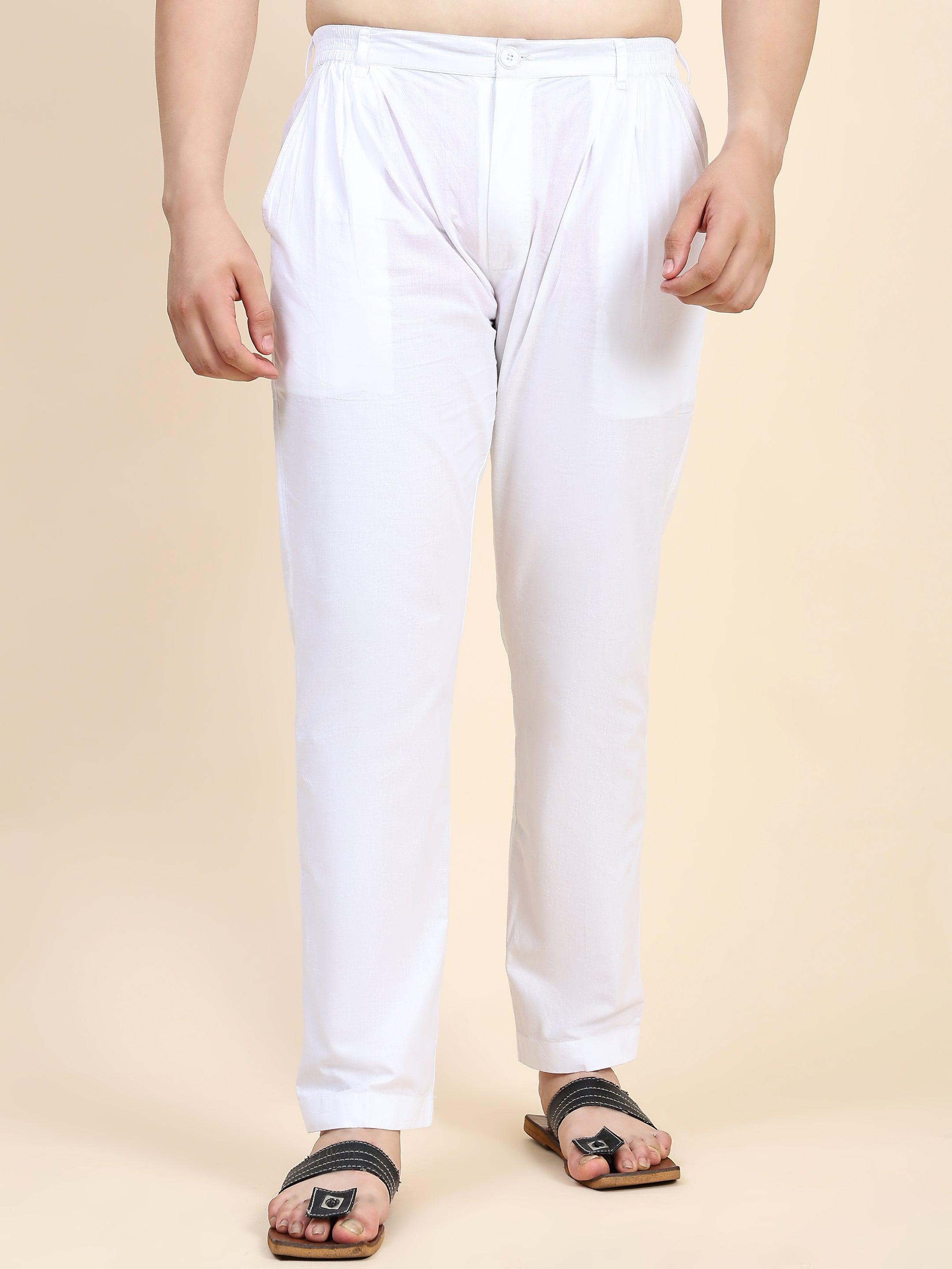 HOK White Pants For Men - House Of Kari (Chikankari Clothing)