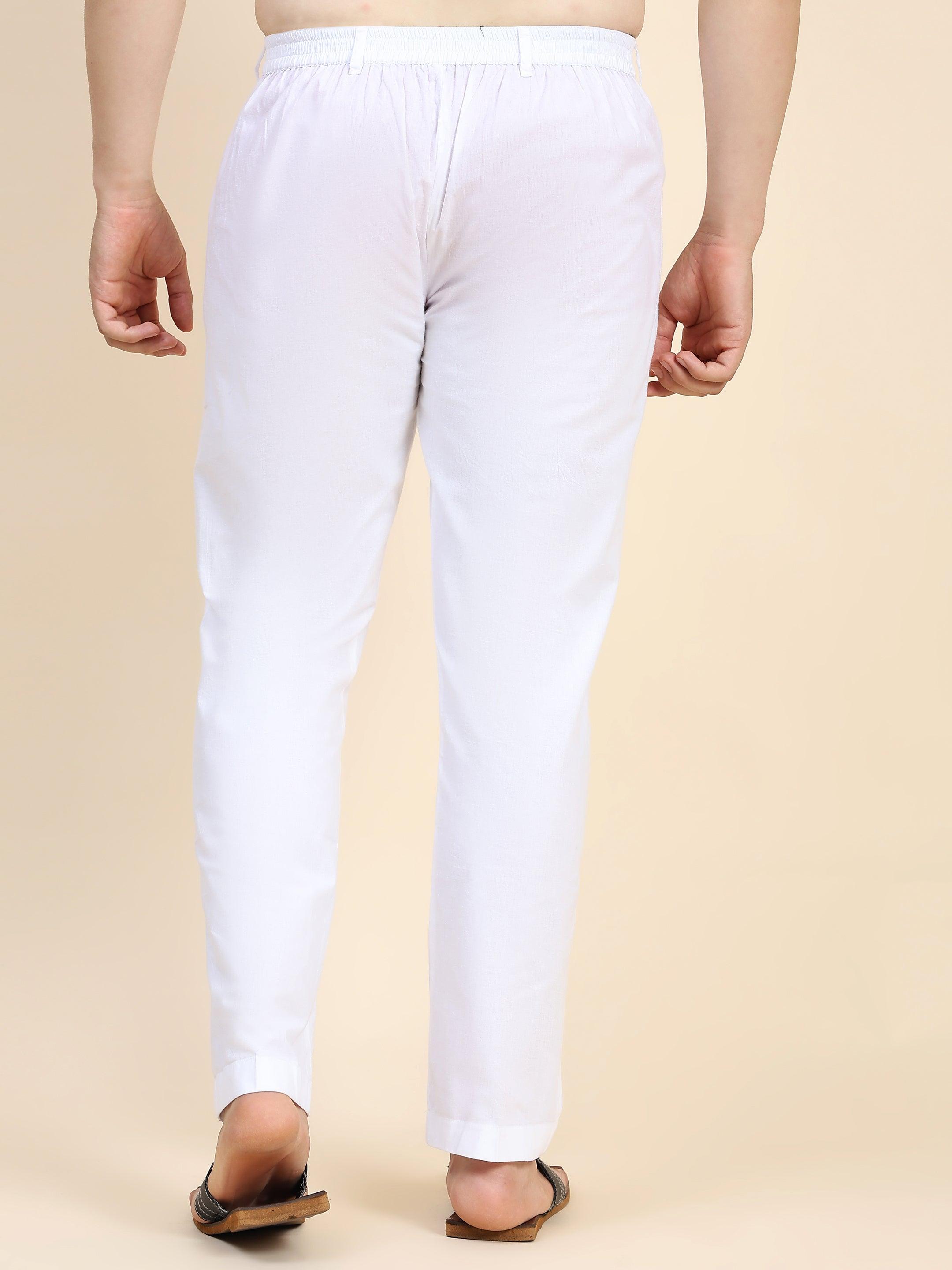 HOK White Pants For Men - House Of Kari (Chikankari Clothing)