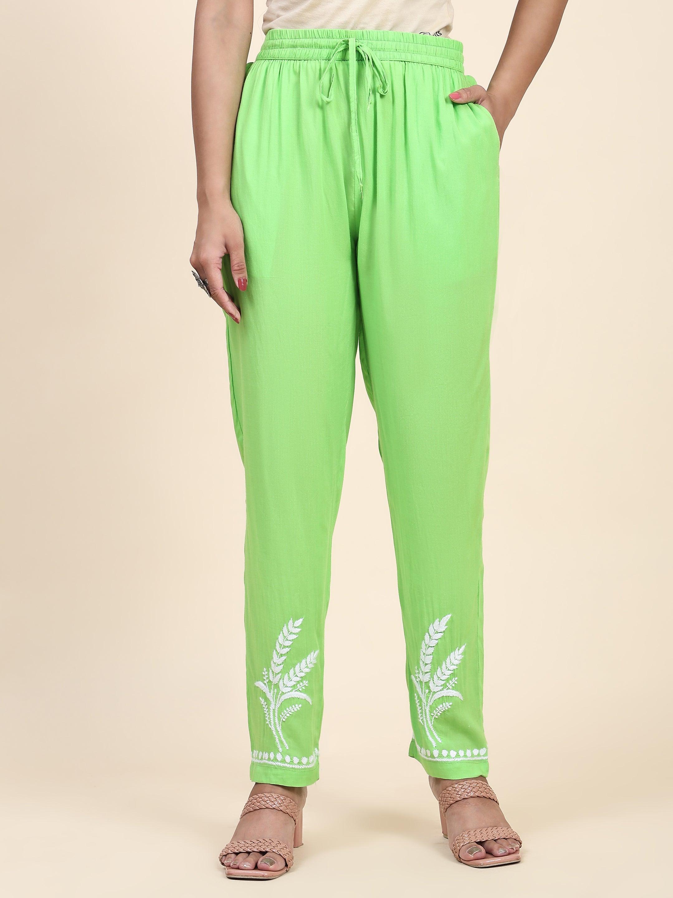 Miesha in Chikankari Short Modal Kurta Set - Green - House Of Kari (Chikankari Clothing)