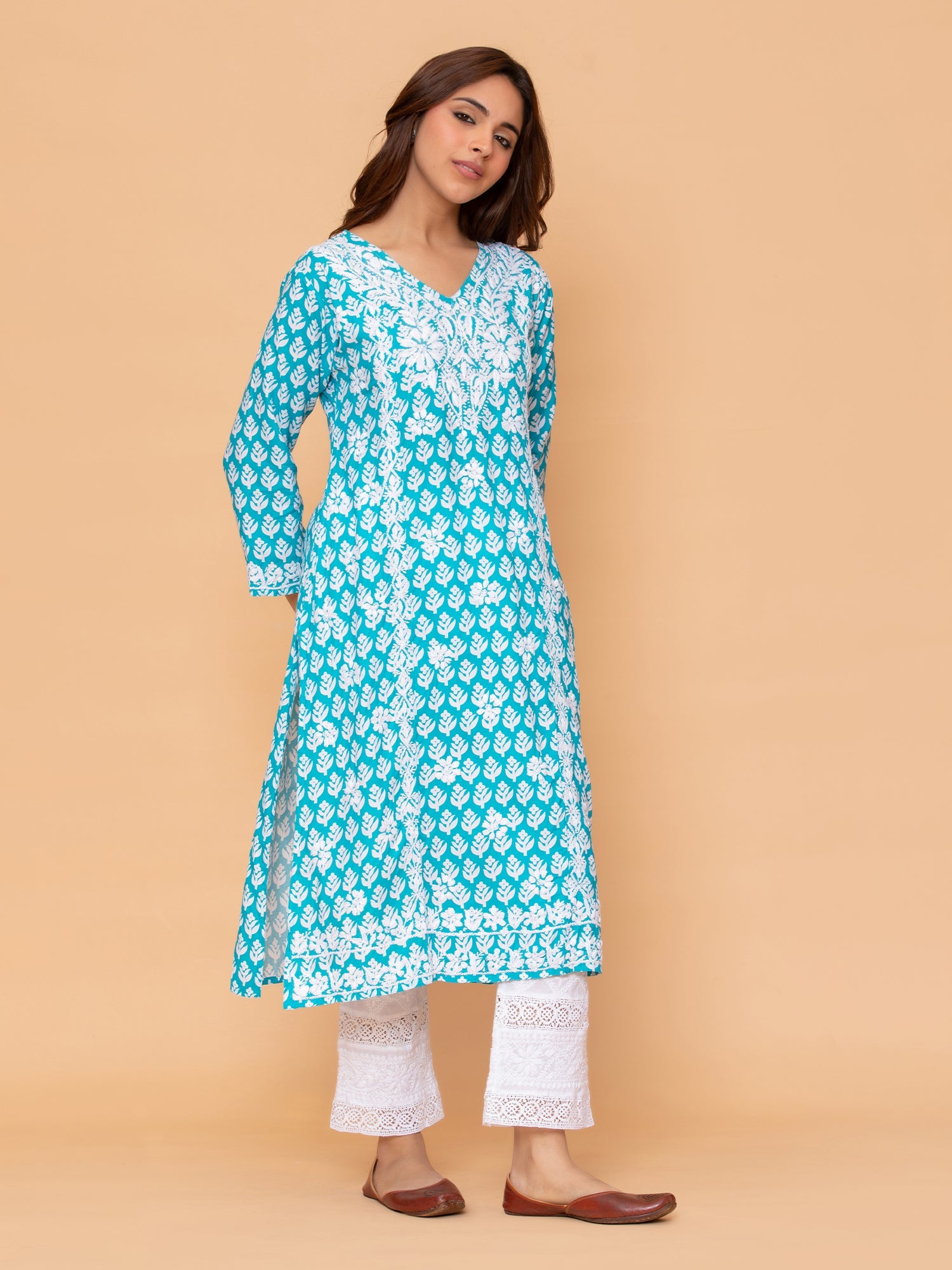 Saba Chikankari Kurta in Muslin - Blue
