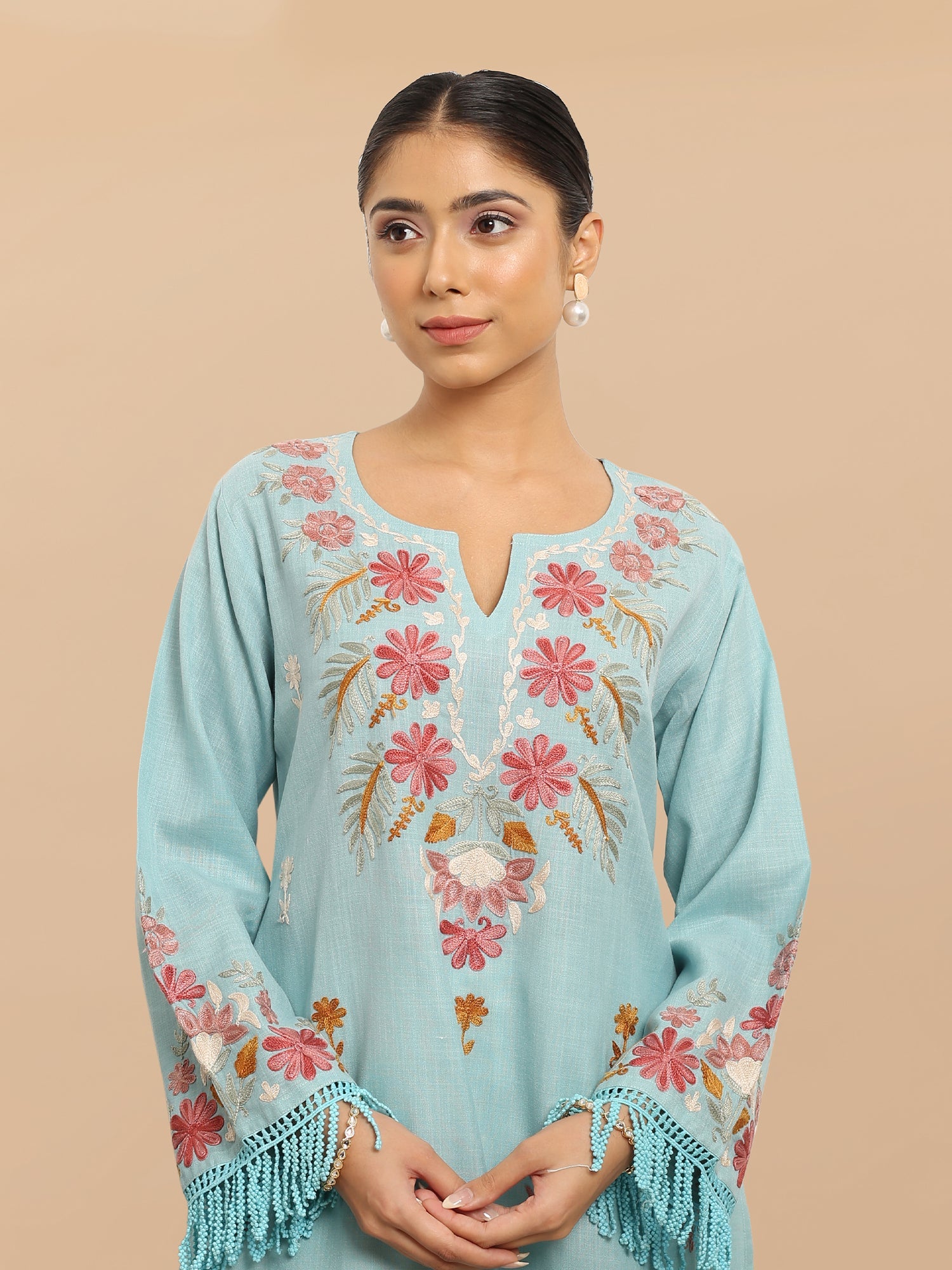 Falak Kashmiri Long Kurta - Blue