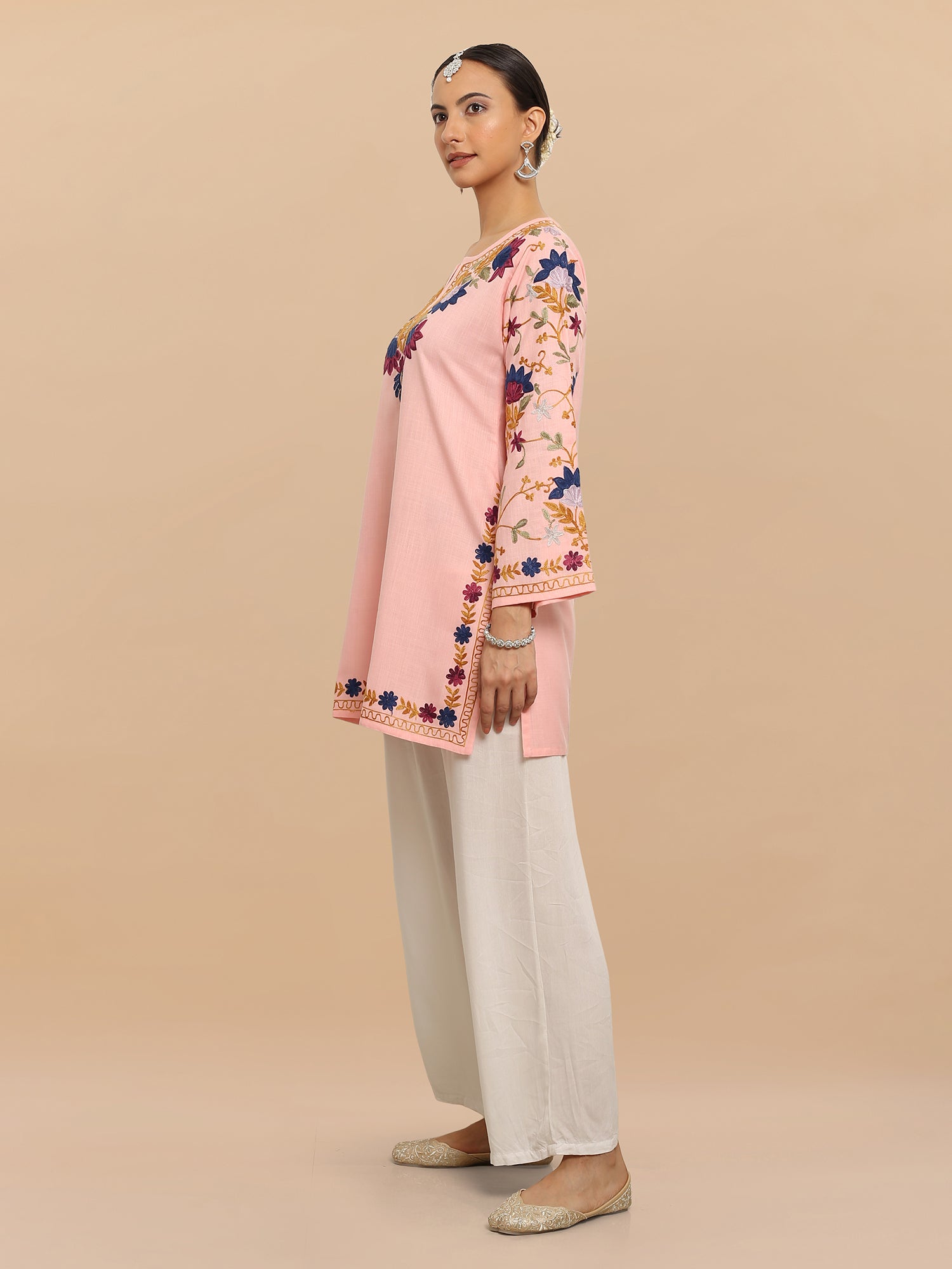 Falak Kashmiri Short Kurta - Pink