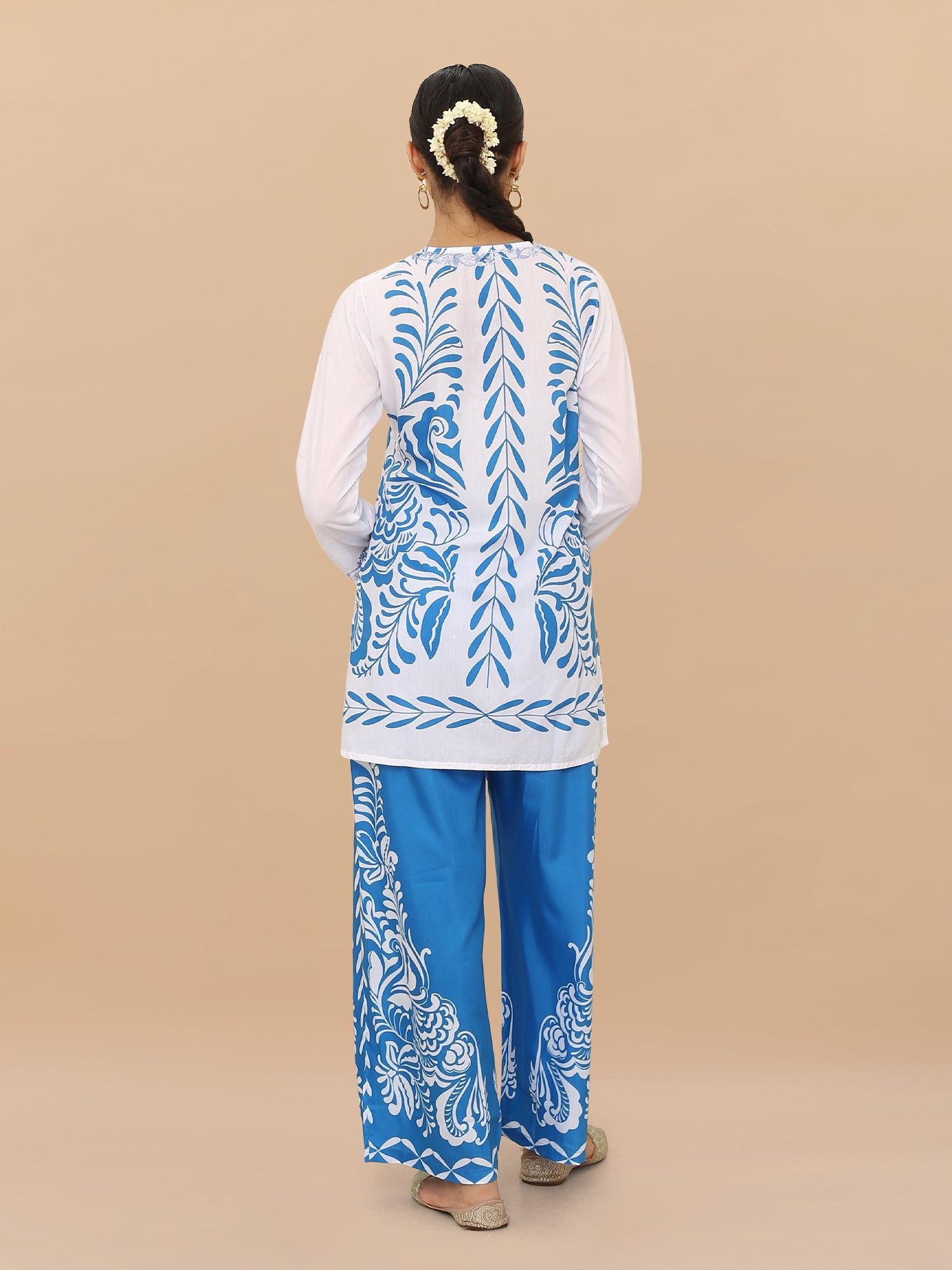 Saba Chikankari Cord Set in Poly Muslin Set - Blue