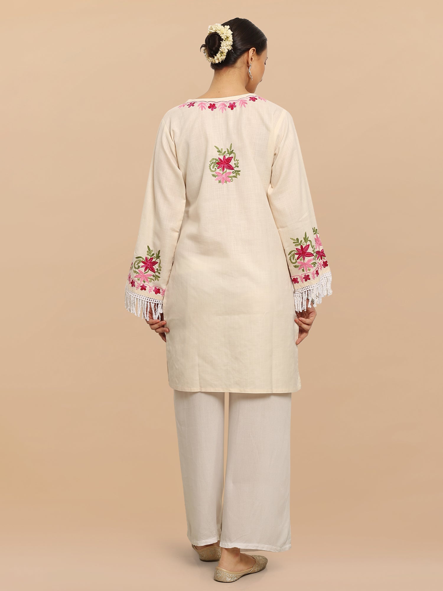 Komal x HOK Falak Kashmiri Long Kurta - White