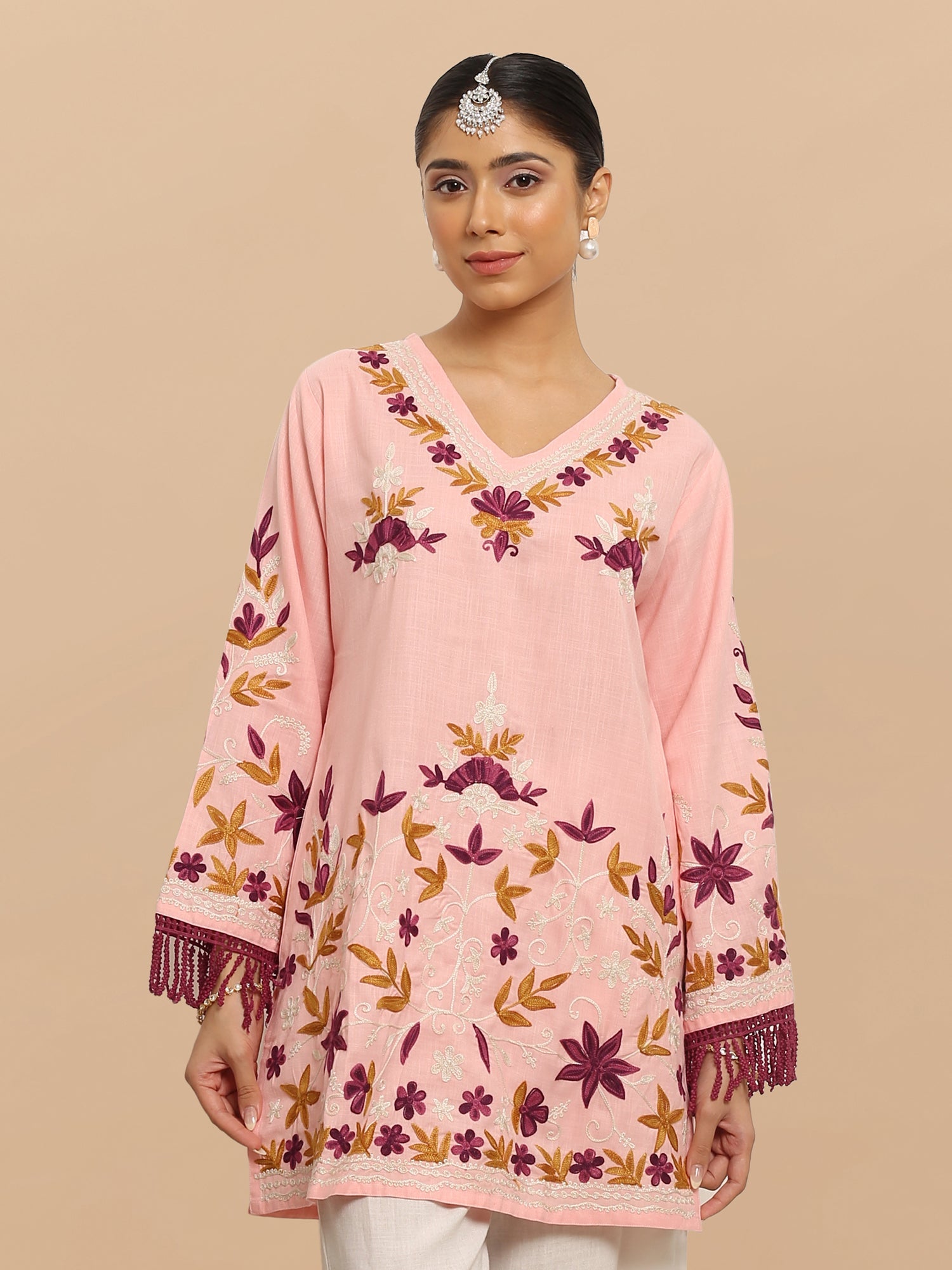 Falak Kashmiri Short Kurta - Pink