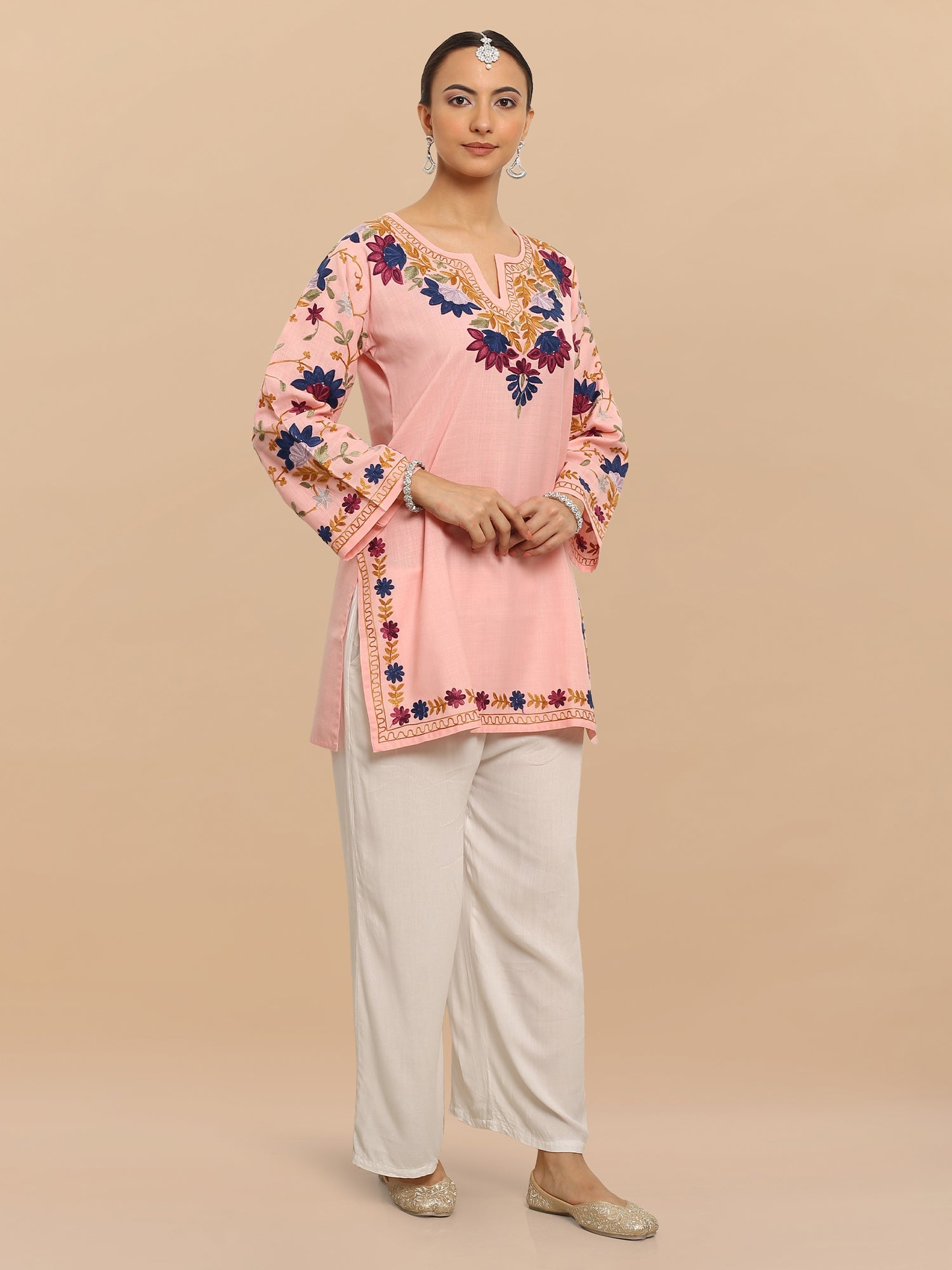 Falak Kashmiri Short Kurta - Pink