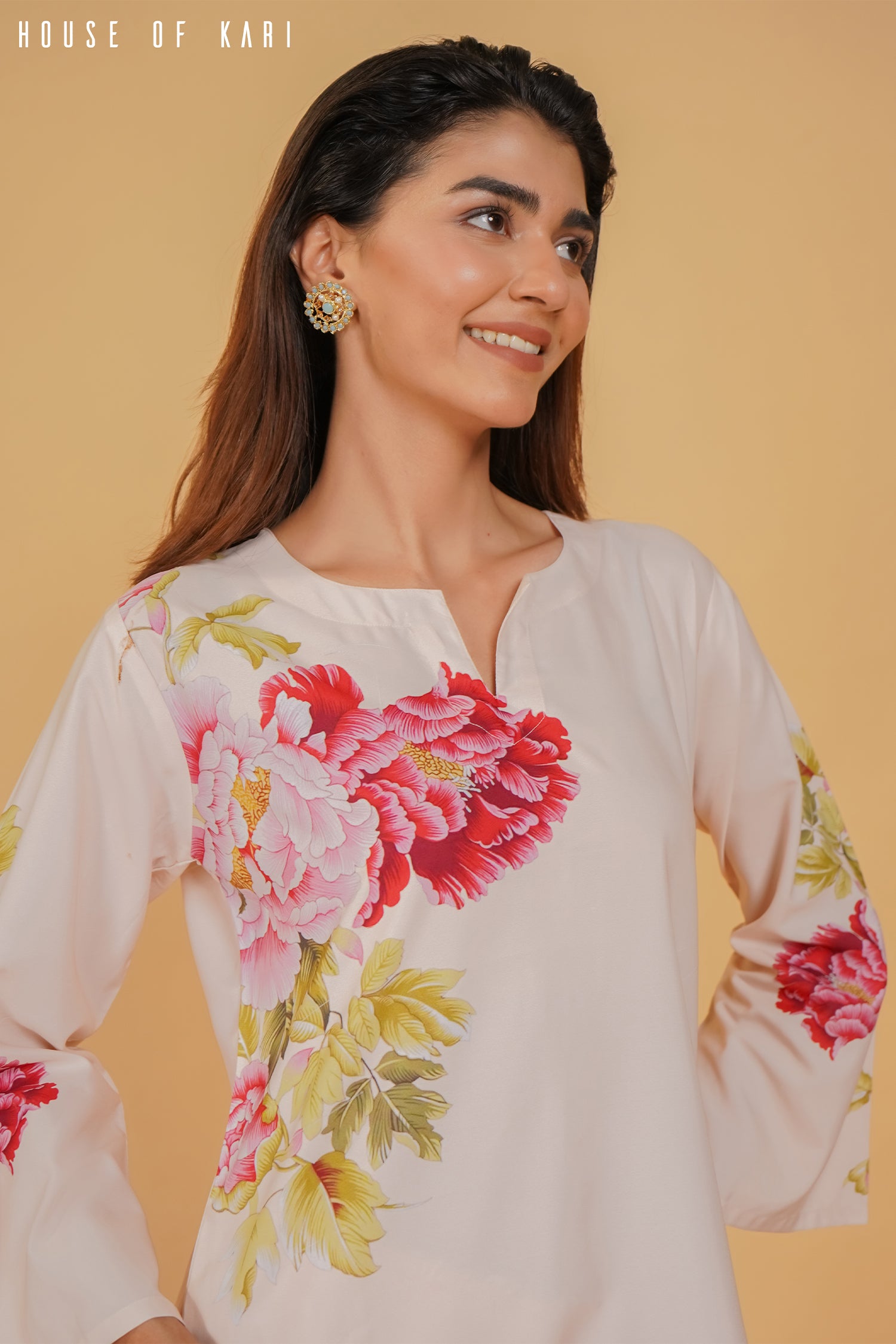 Komal x HOK Printkari Poly Muslin Co-ord set in Blush Pink