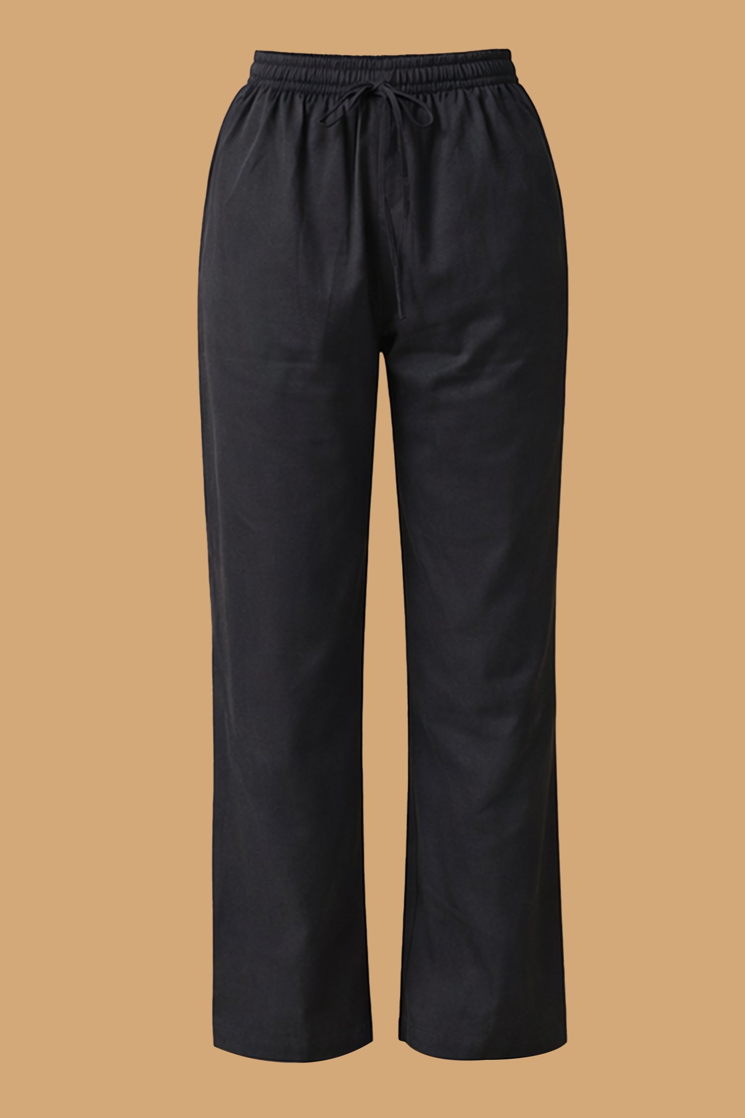 Straight Pants in Cotton - Black