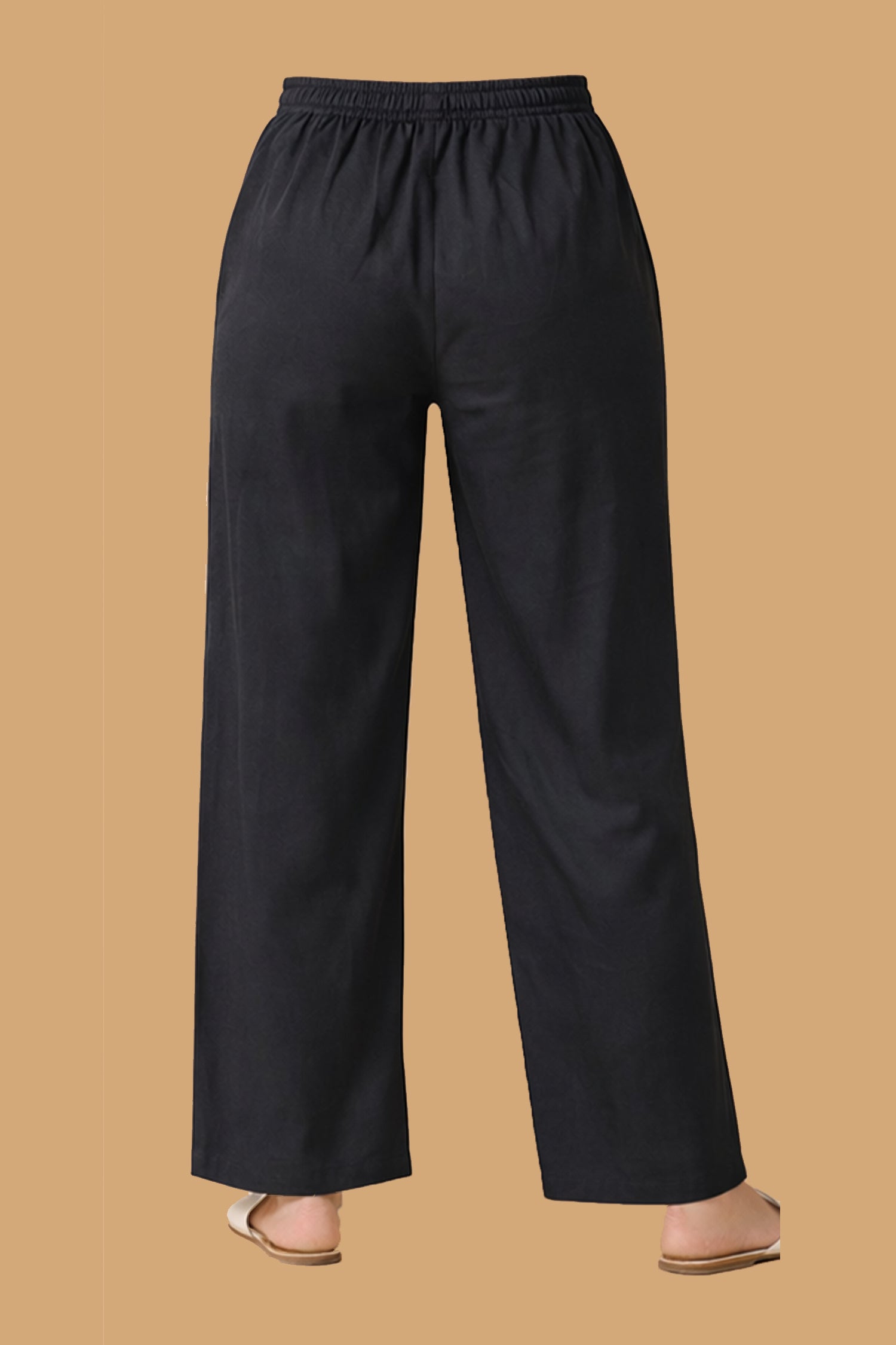 Straight Pants in Cotton - Black