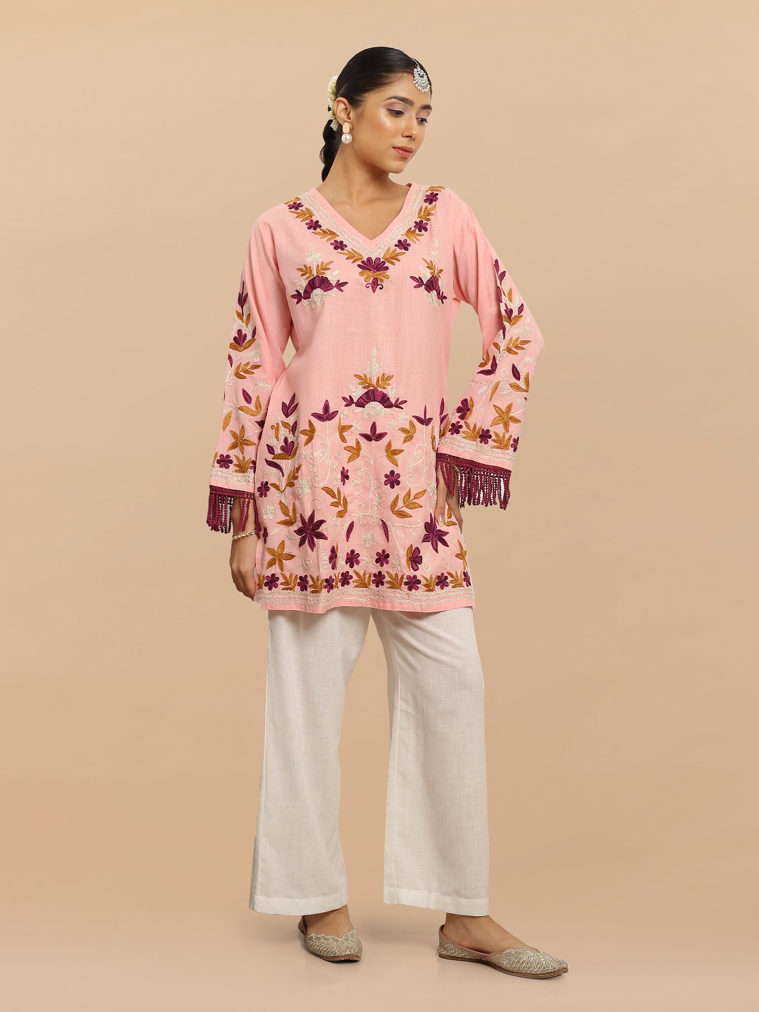 Falak Kashmiri Short Kurta - Pink