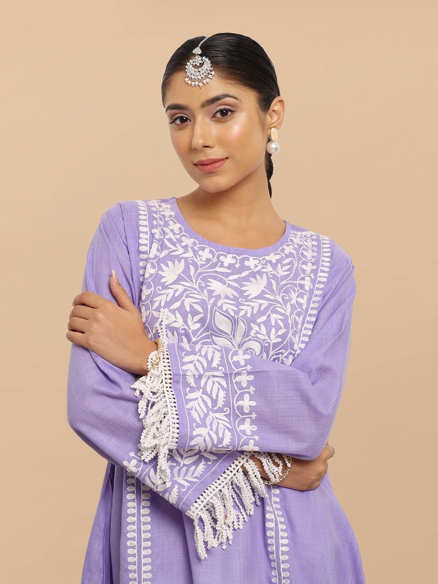 Falak Kashmiri Long Kurta - Lavender
