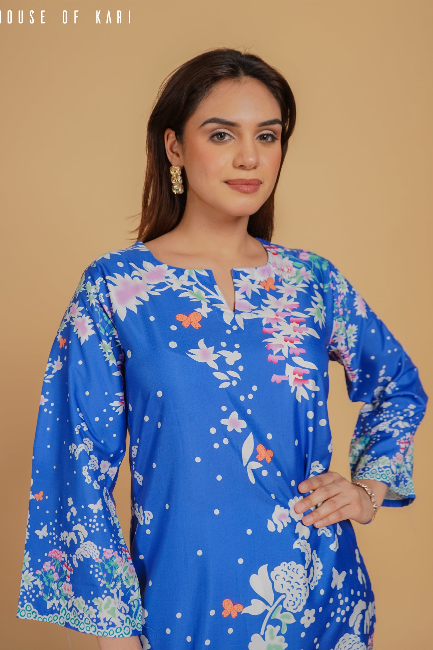 Printkari Poly Muslin Co-ord set in Royal BLUE