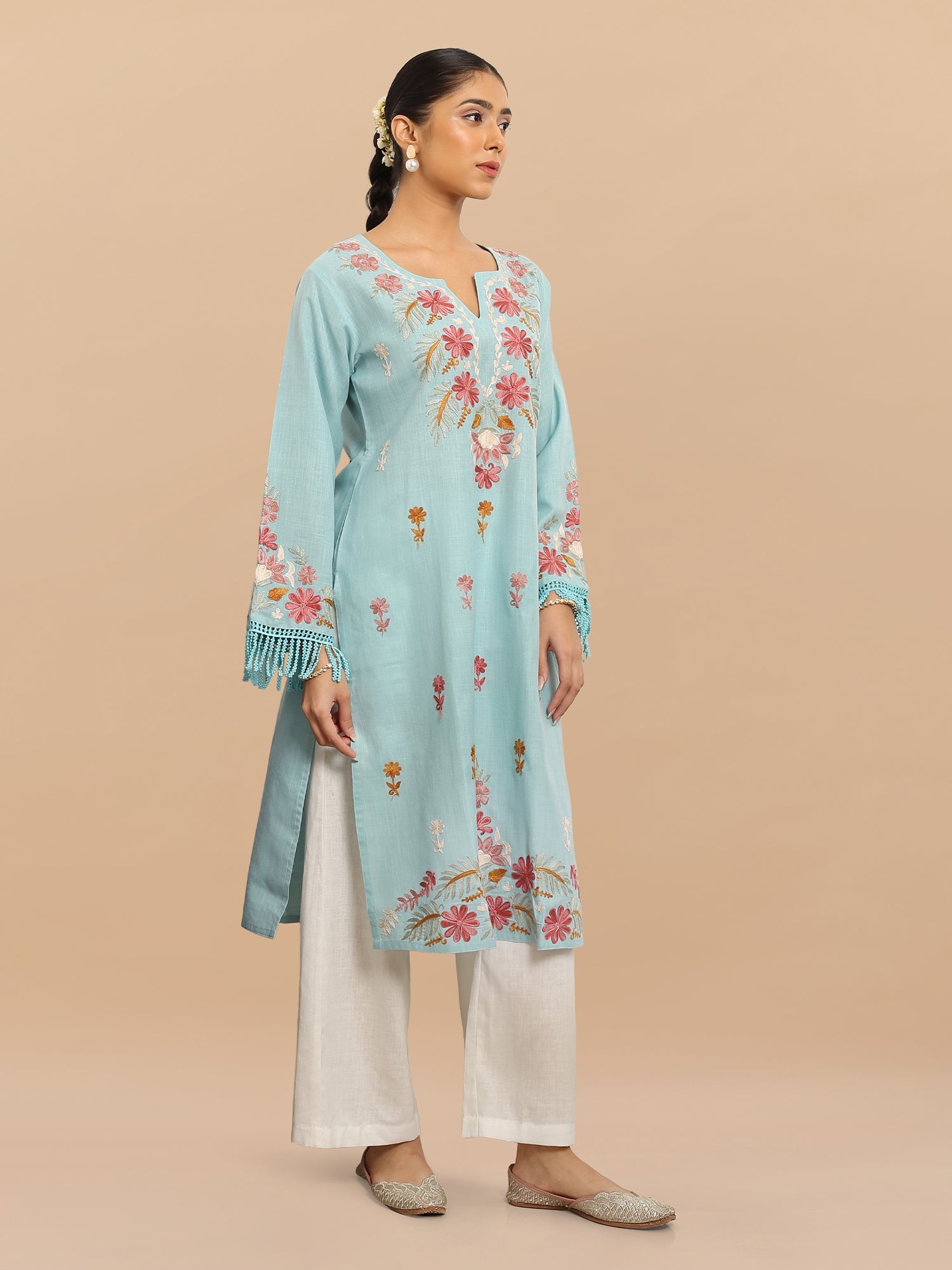 Falak Kashmiri Long Kurta - Blue