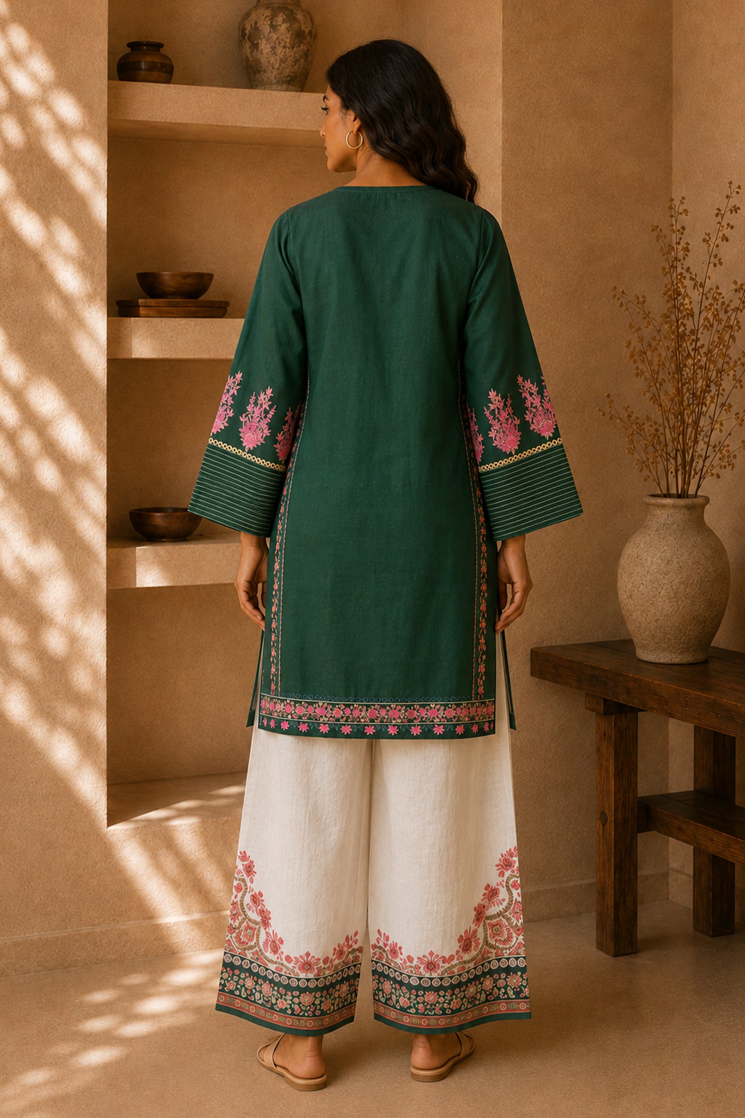 Green Floral Printed Lawn Cotton Co-ord Set