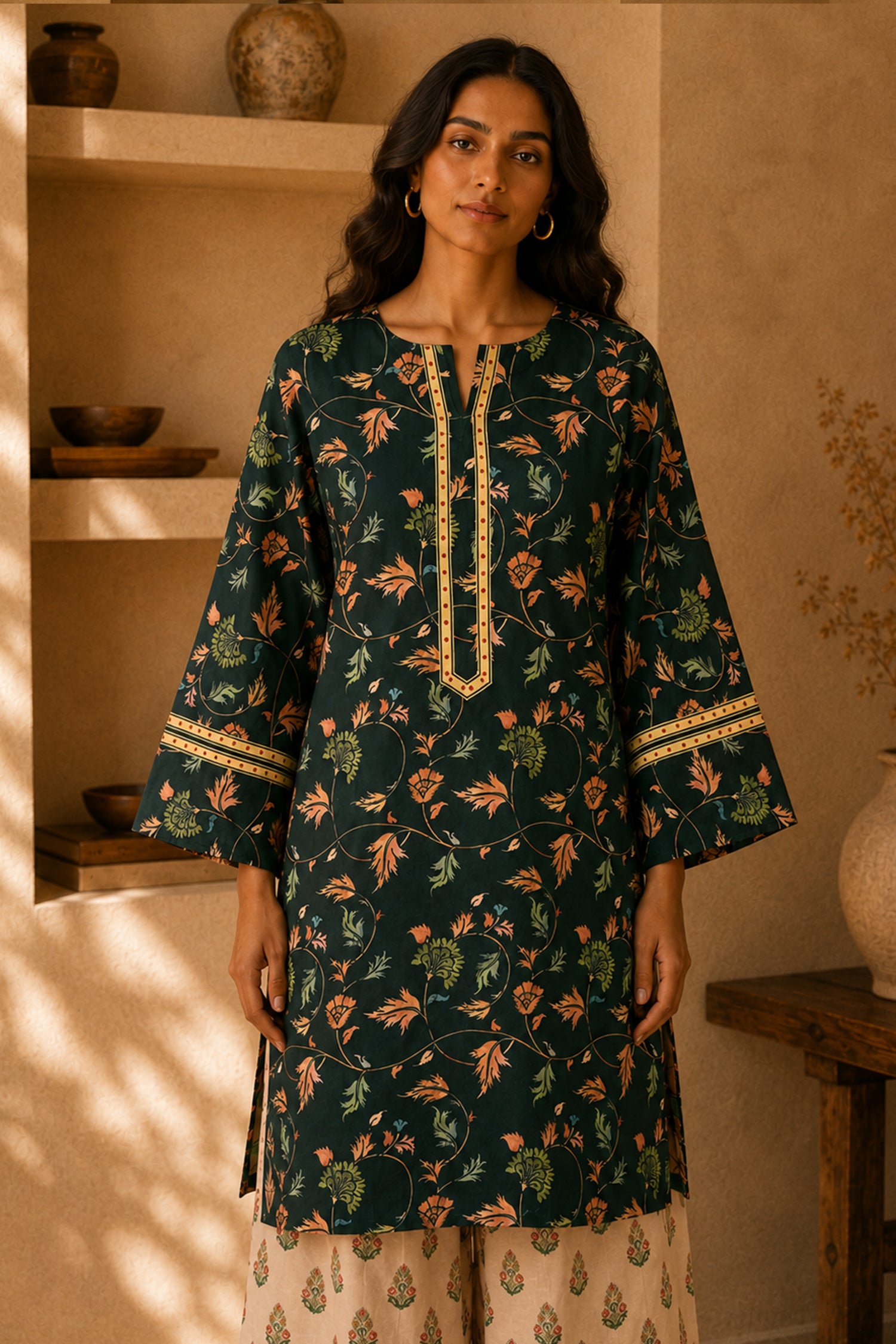 Green Printed Lawn Cotton Co-ord Set
