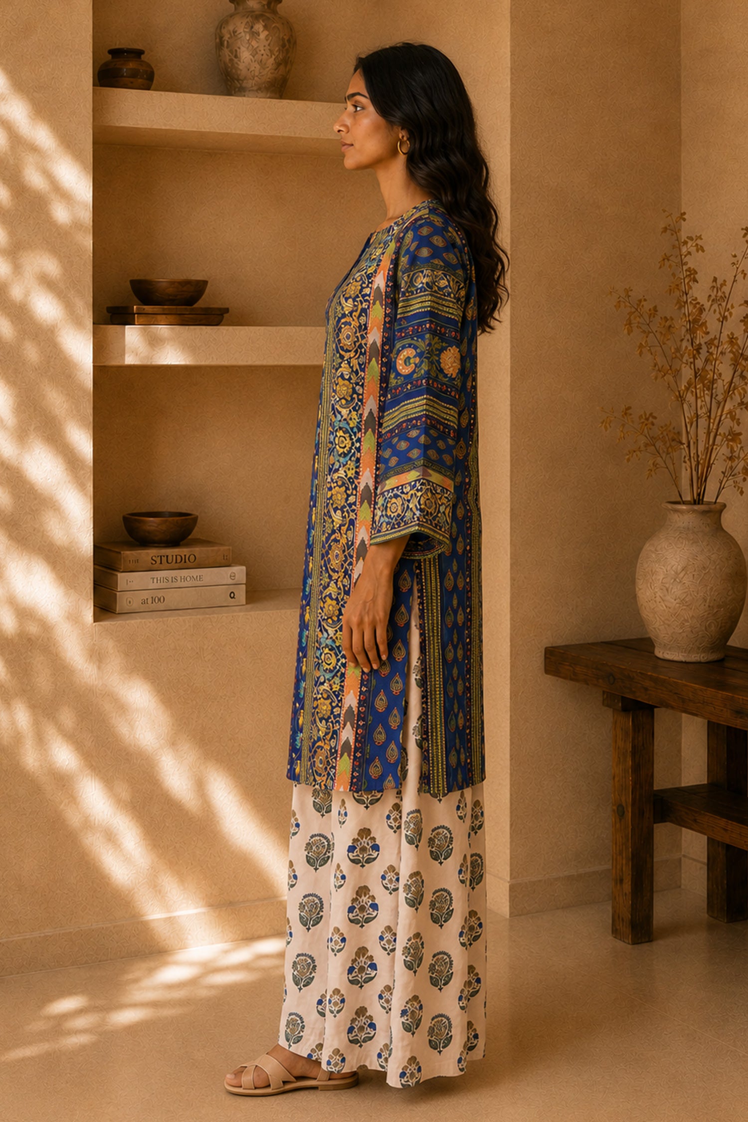 Blue Floral Printed Lawn Cotton Co-ord Set
