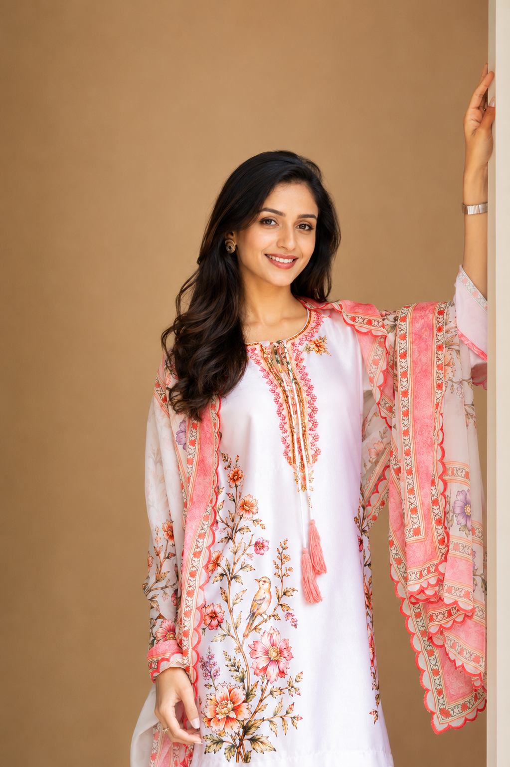 Cupro Satin Co-ord Set - Ivory Floral