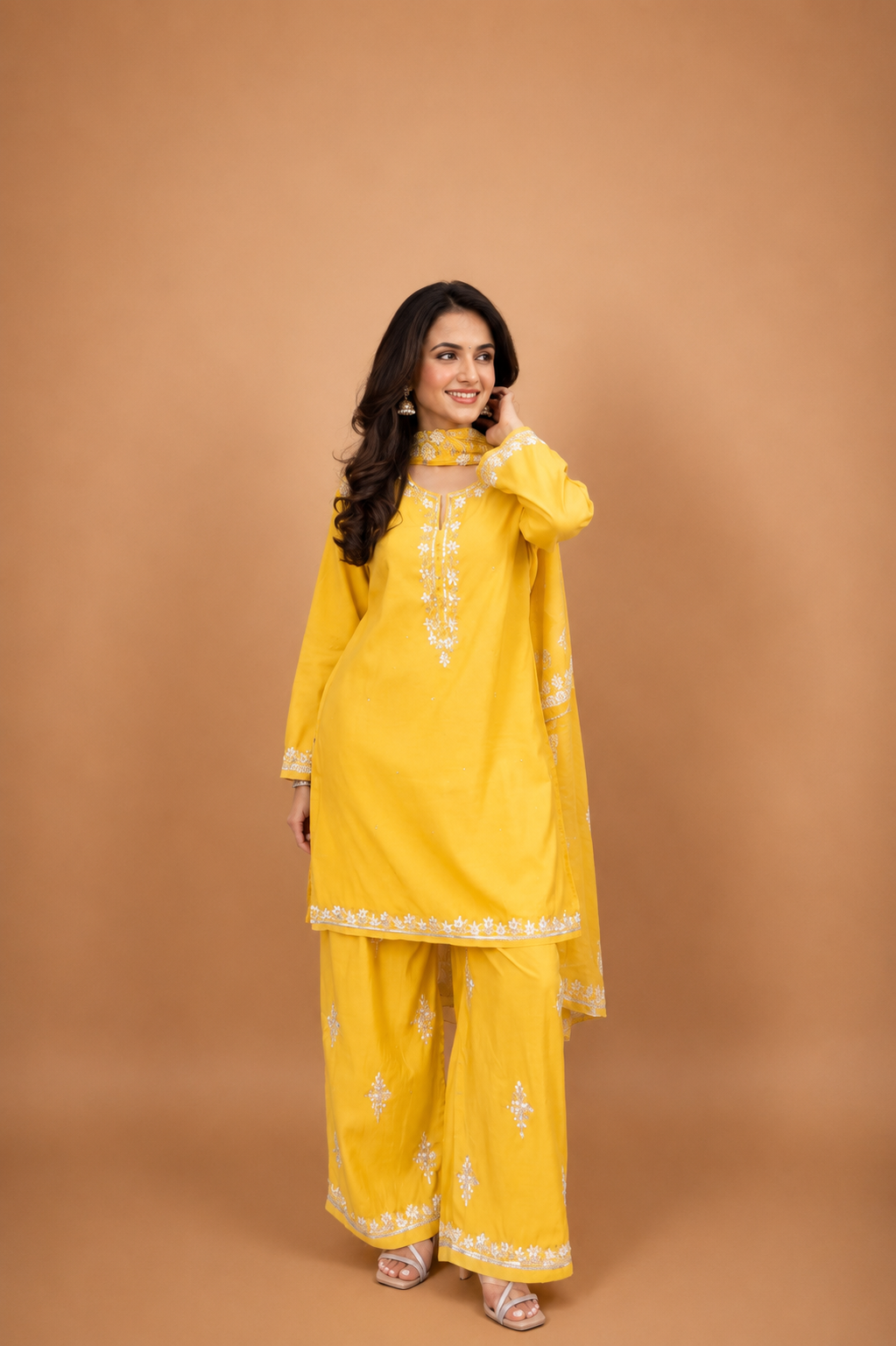 Printed Organza Dupatta in Yellow