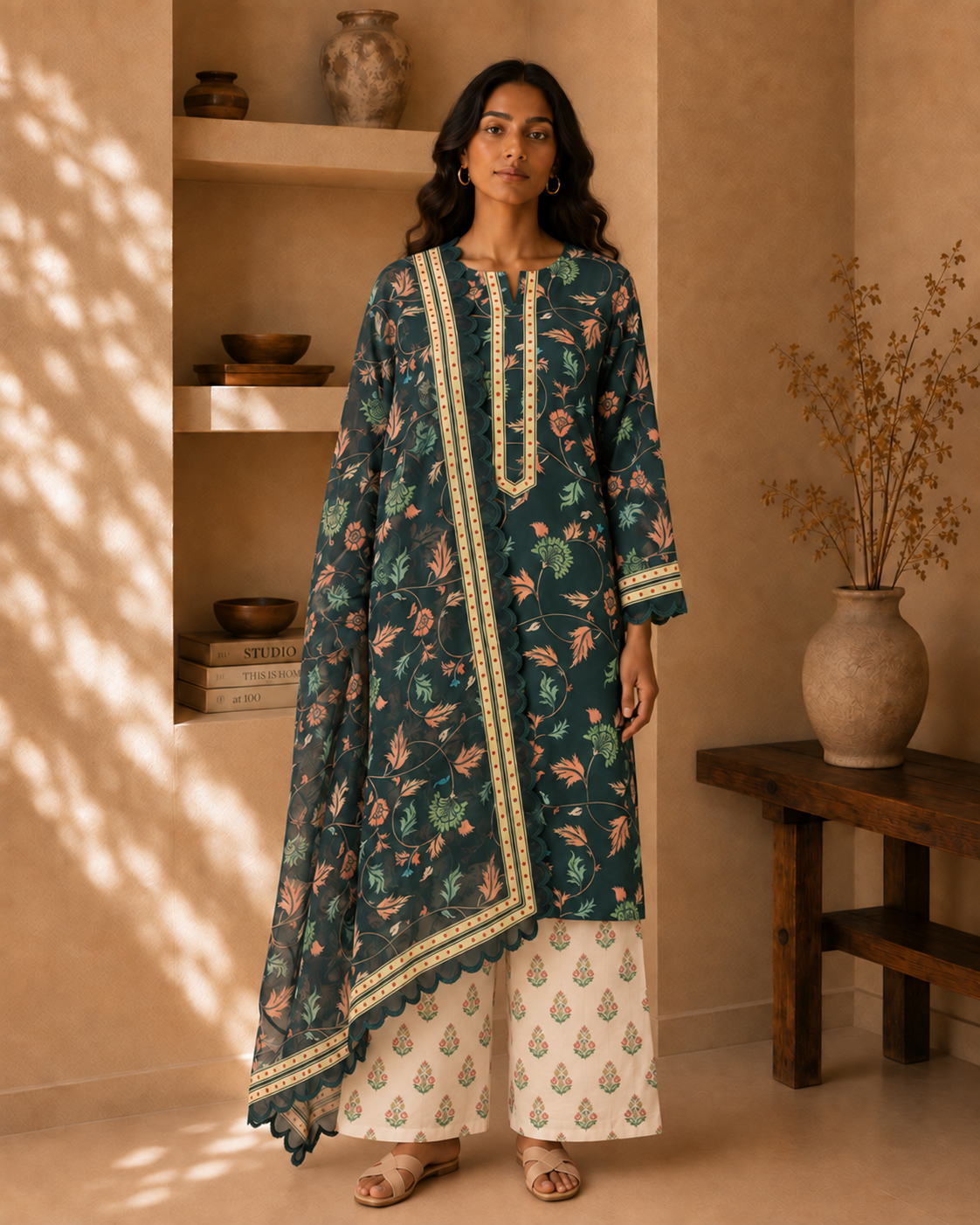 Green Printed Lawn Cotton Co-ord Set